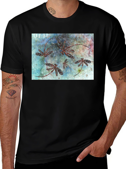 Dragonfly Graphic Print Black T-Shirt