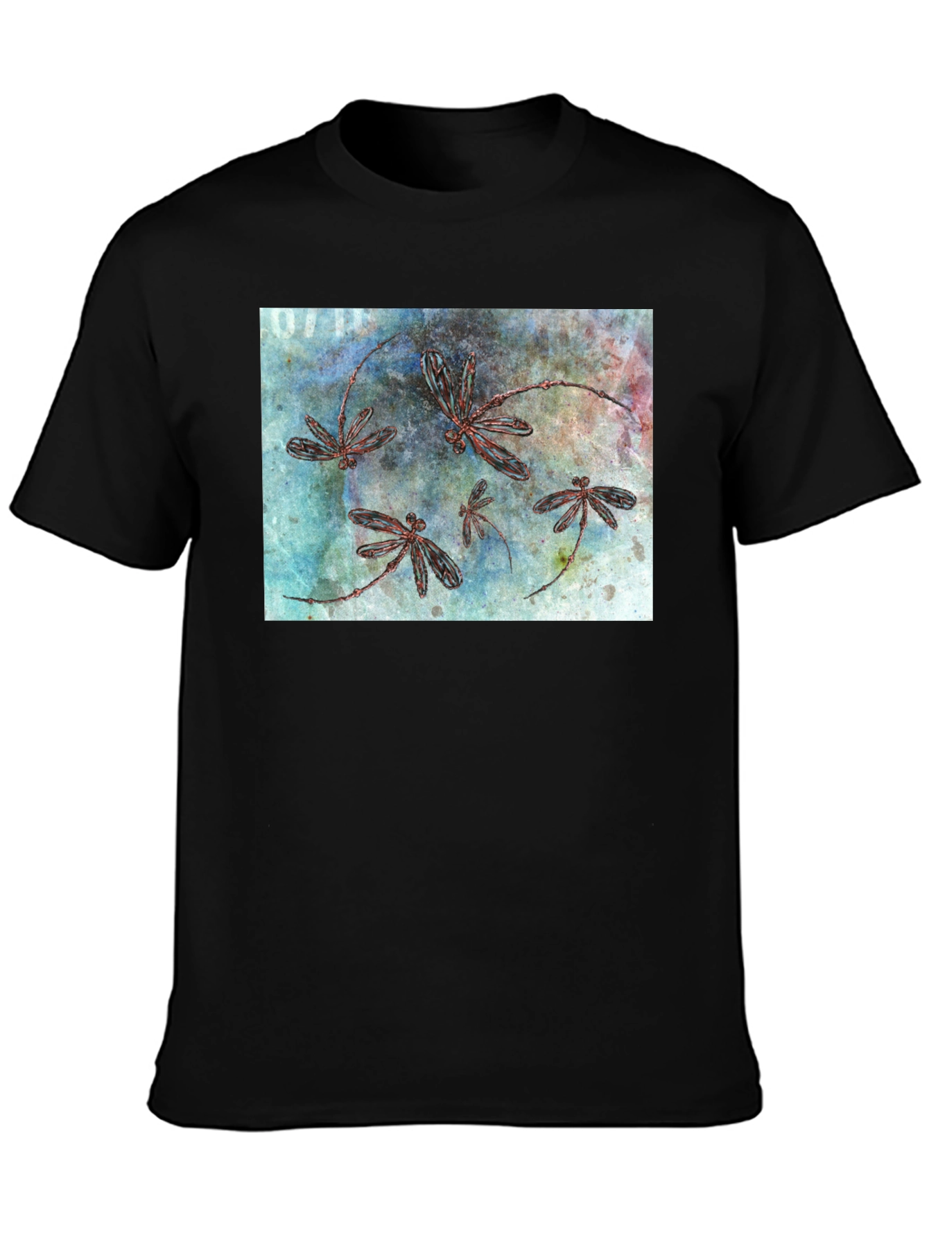 Dragonfly Graphic Print Black T-Shirt