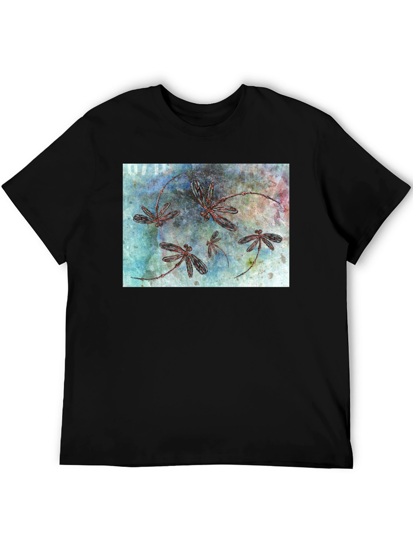 Dragonfly Graphic Print Black T-Shirt