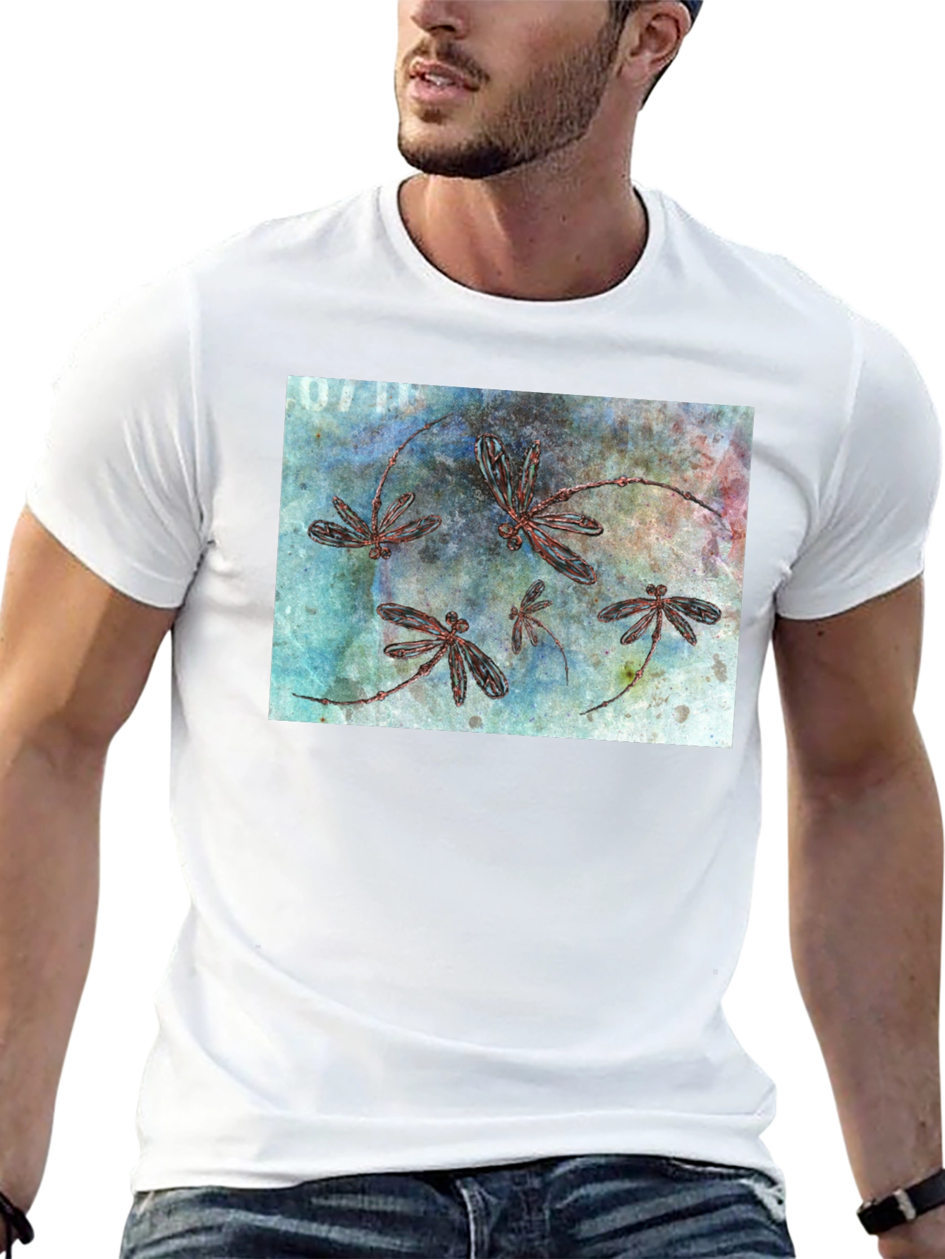 Dragonfly Graphic Print Black T-Shirt