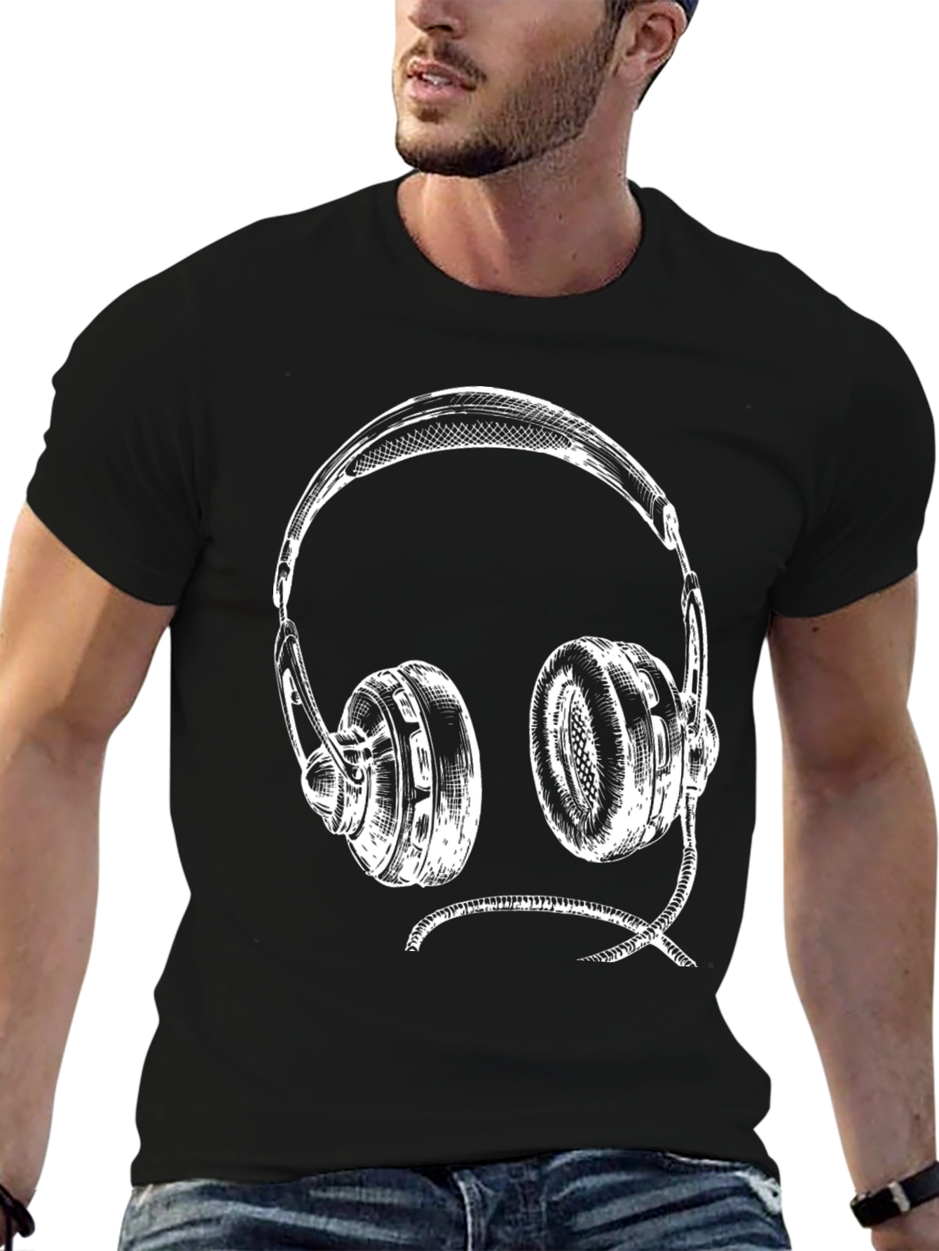 Headphone Graphic Tee - Black