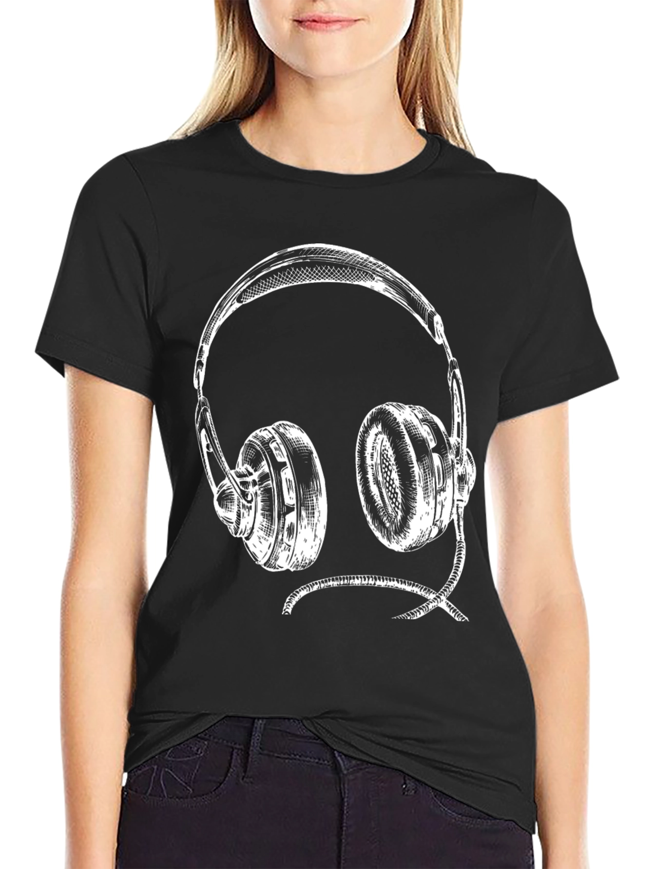 Headphone Graphic Tee - Black