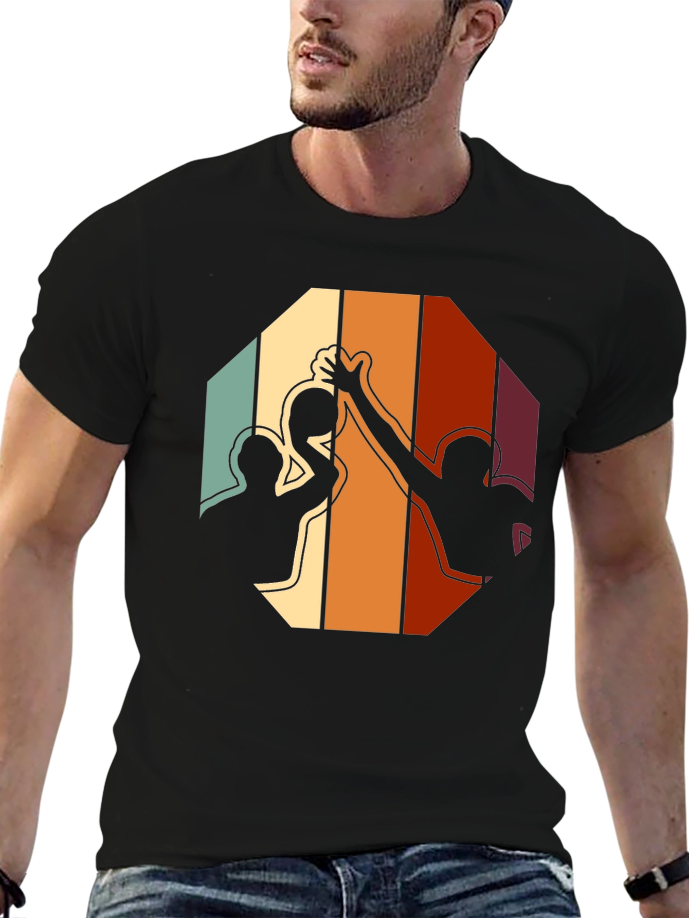 Retro Basketball Graphic Tee - Black