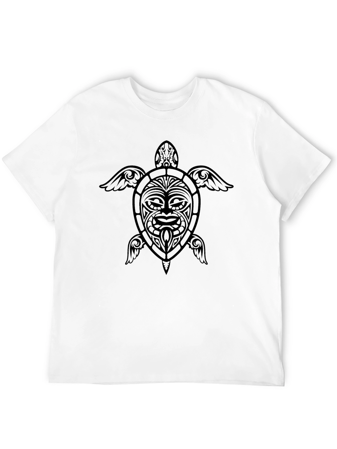 Tribal Turtle Graphic Tee - Black Cotton Blend