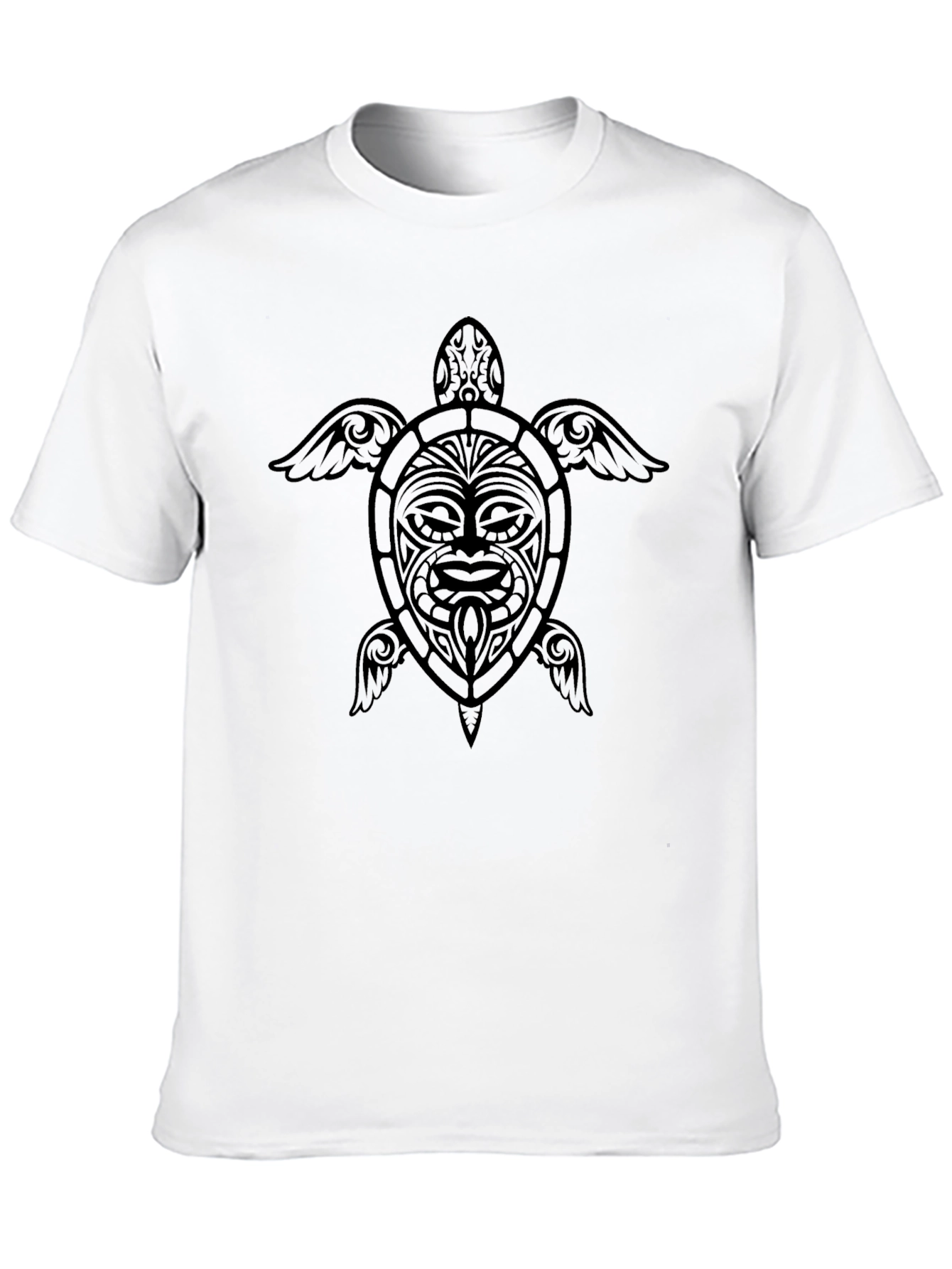 Tribal Turtle Graphic Tee - Black Cotton Blend