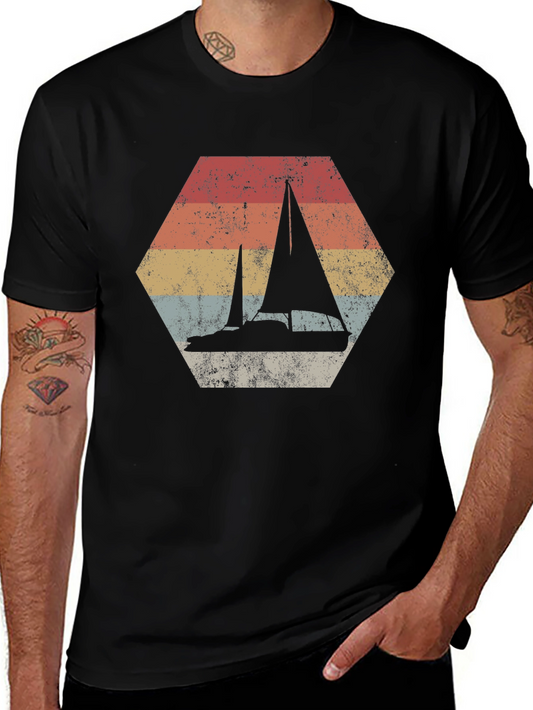 Retro Sailboat Graphic Tee - Vintage Style
