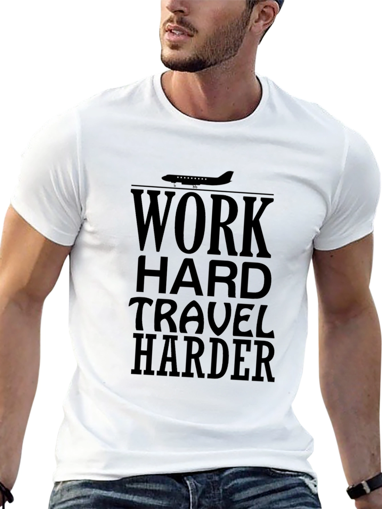 Work Hard Travel Harder Black Graphic Tee