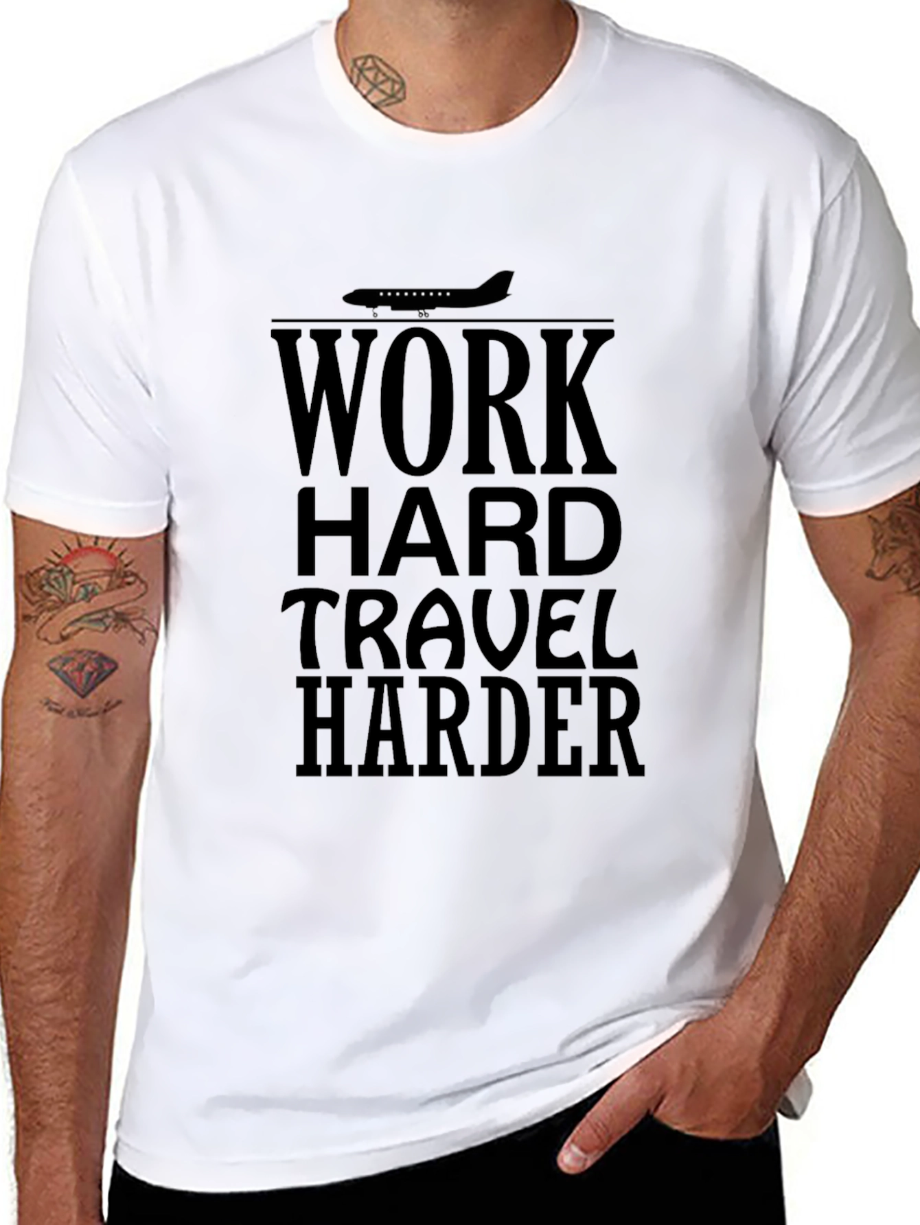 Work Hard Travel Harder Black Graphic Tee