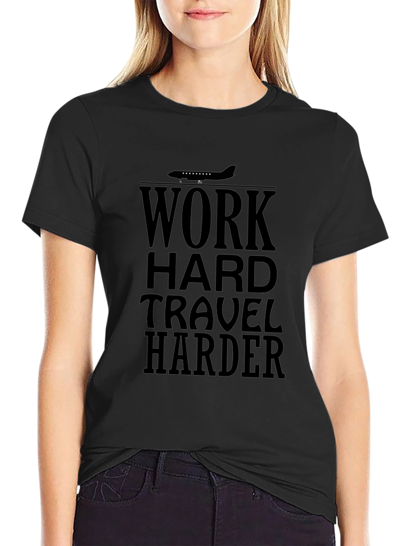 Work Hard Travel Harder Black Graphic Tee