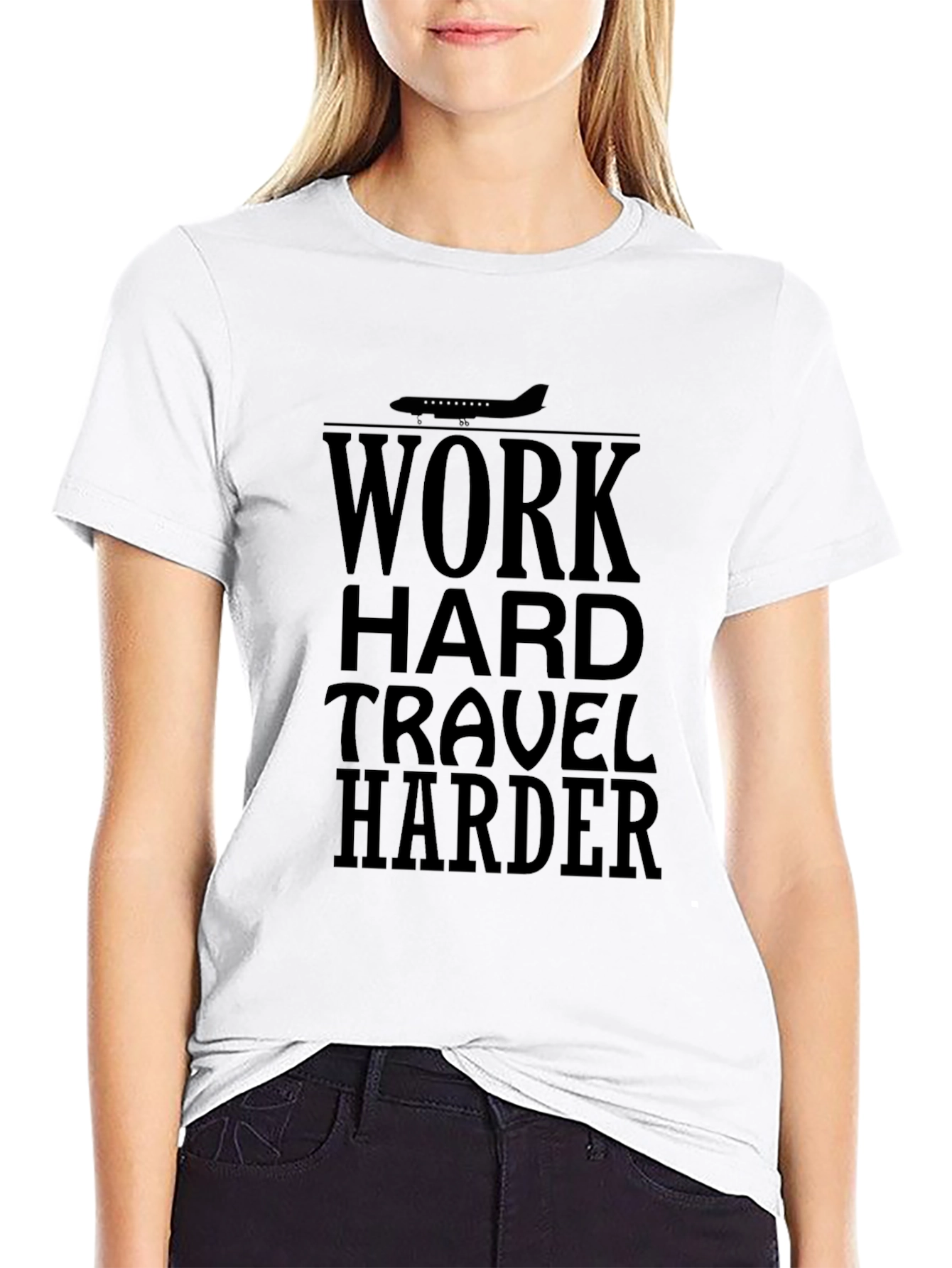 Work Hard Travel Harder Black Graphic Tee