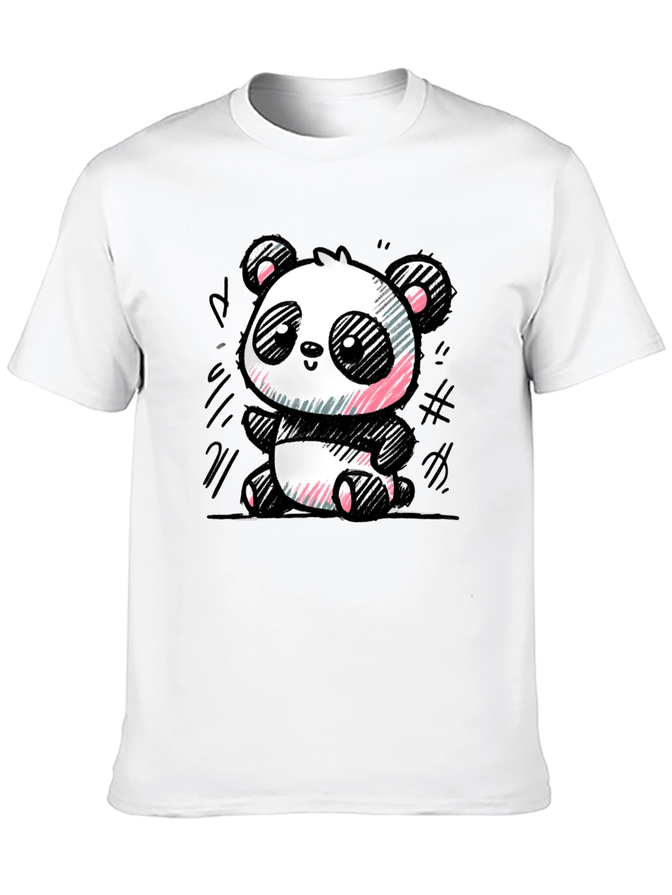 Cute Panda Sketch Graphic T-Shirt
