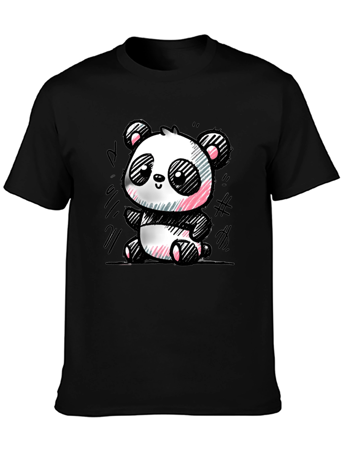 Cute Panda Sketch Graphic T-Shirt