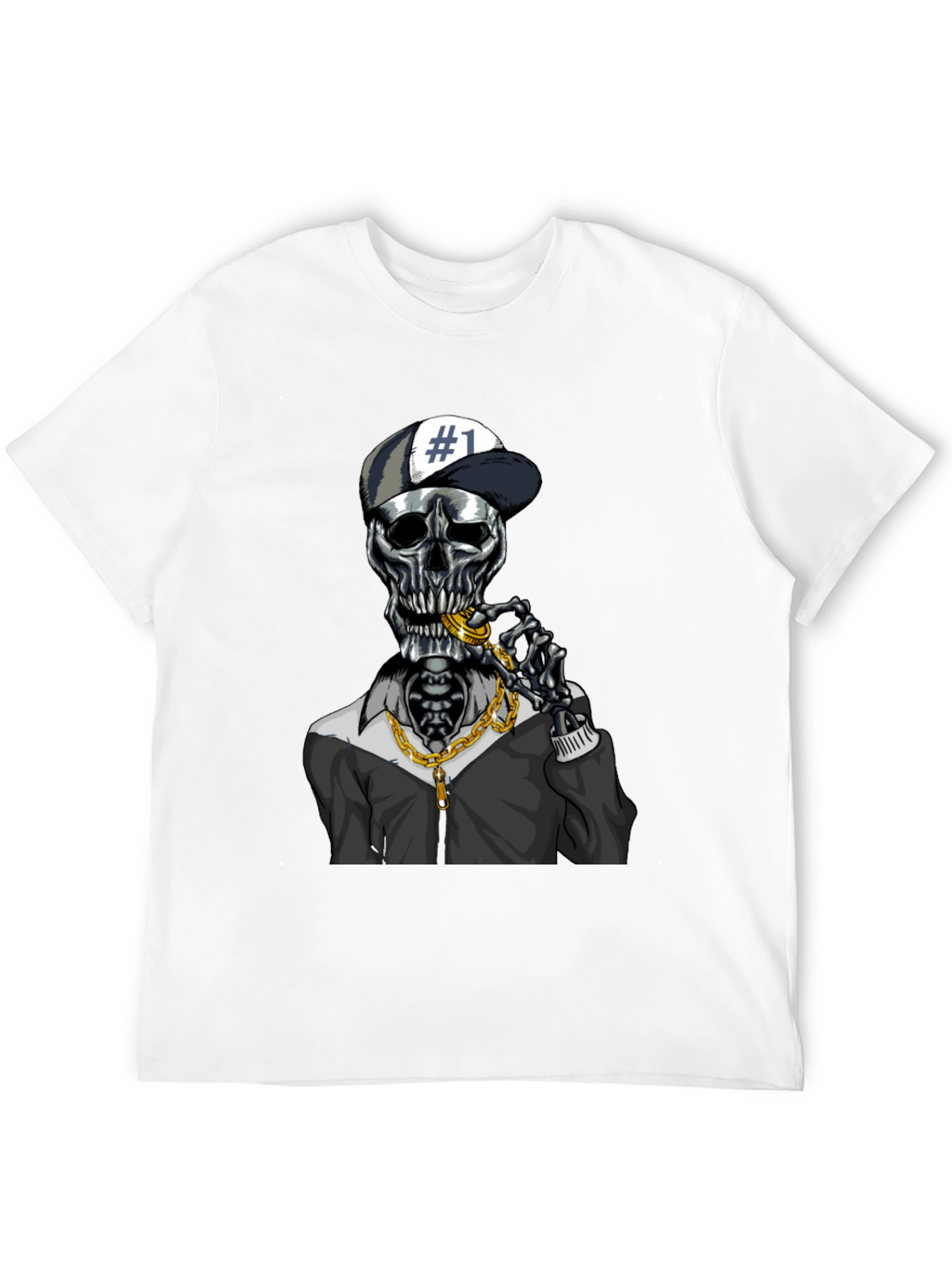 Trendy Skeleton Graphic Tee - Black