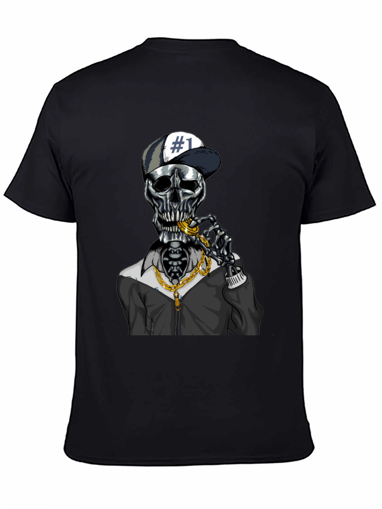 Trendy Skeleton Graphic Tee - Black