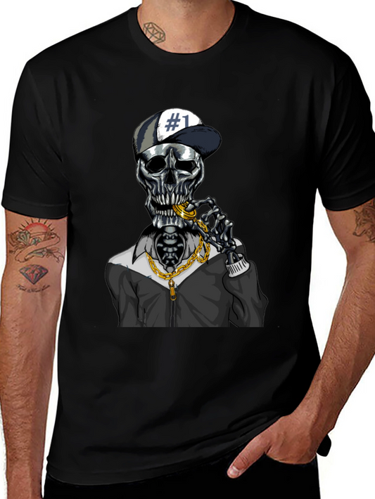 Trendy Skeleton Graphic Tee - Black