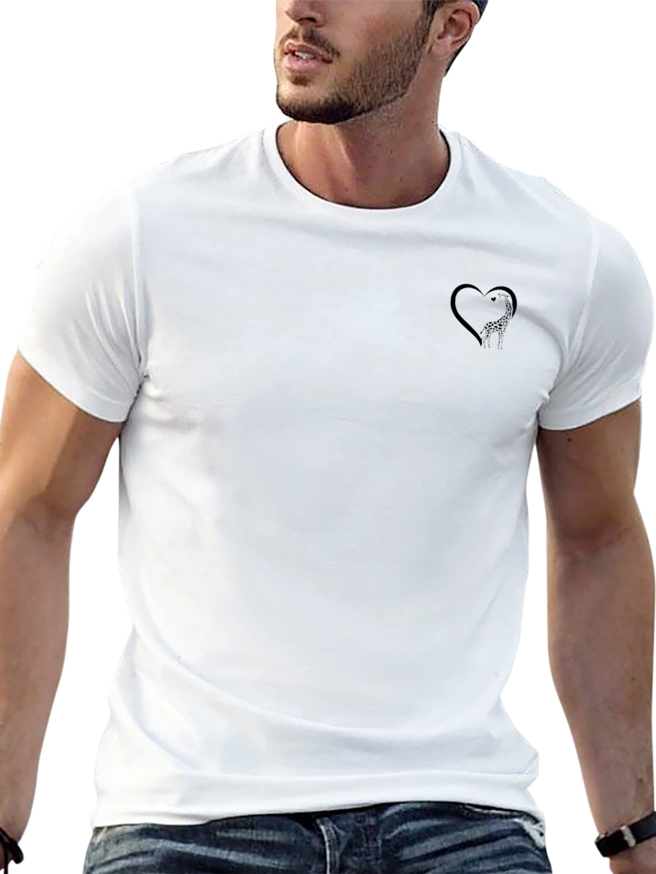 Mens Black T-Shirt with Heart Design