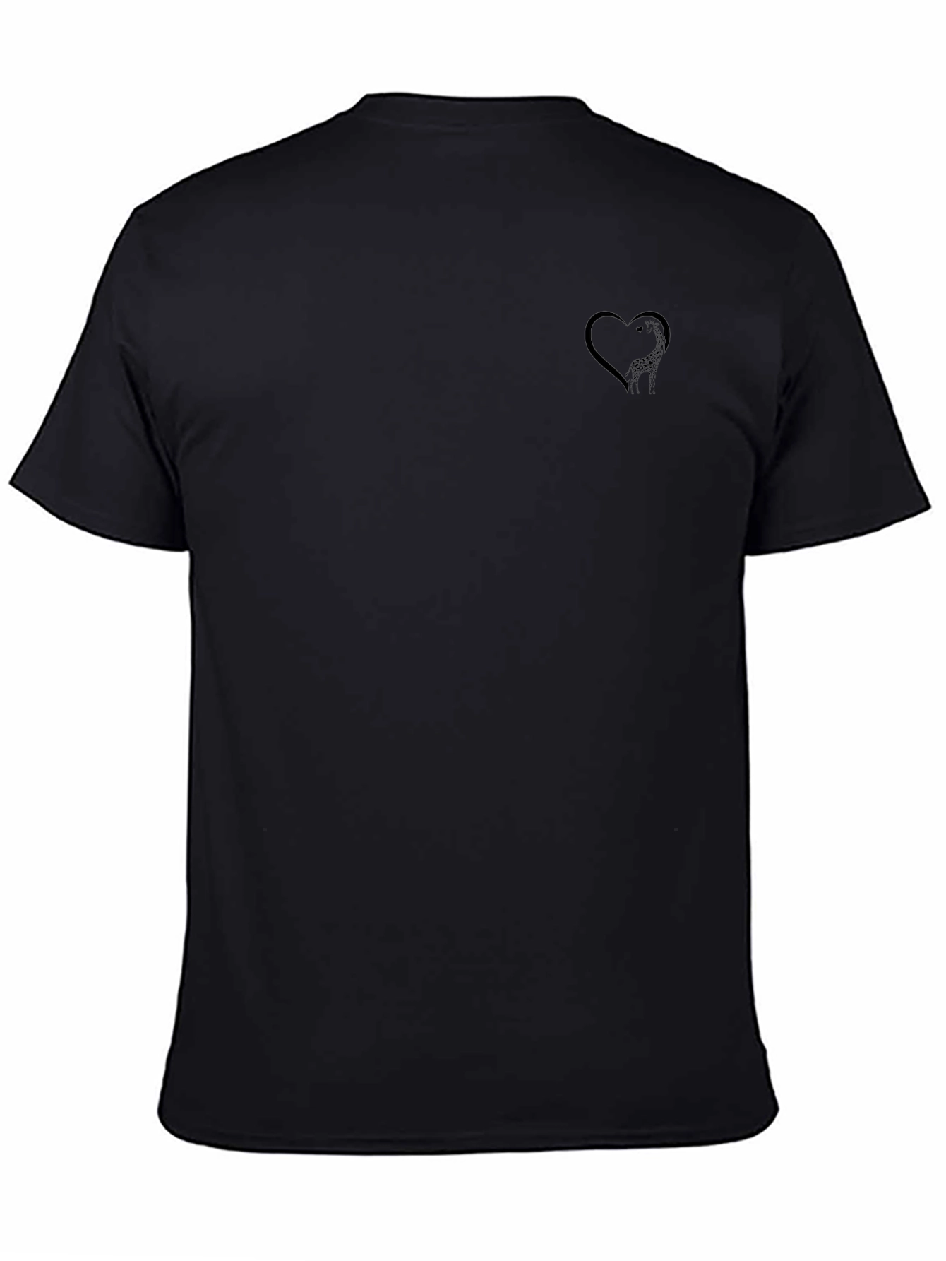 Mens Black T-Shirt with Heart Design