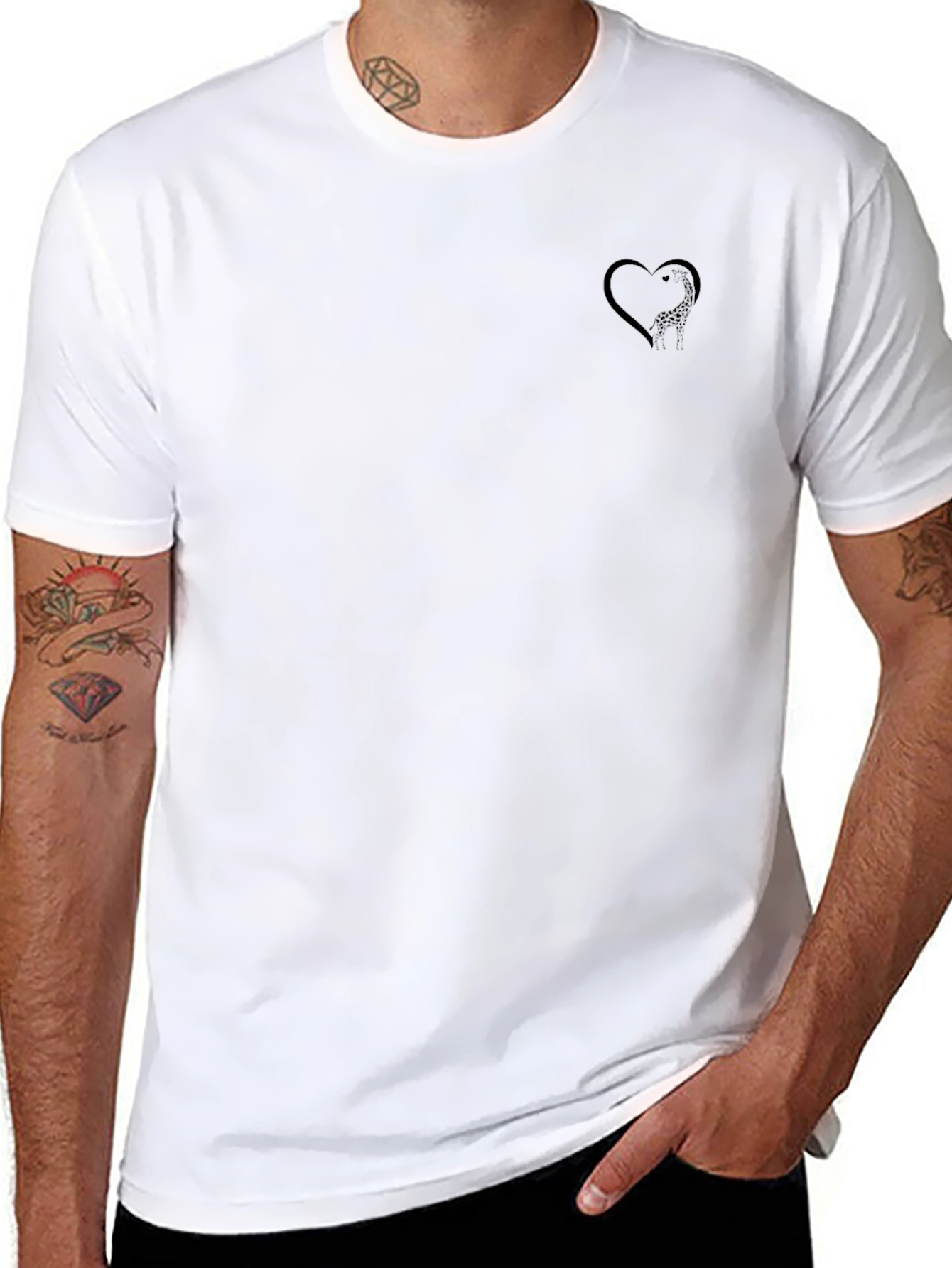 Mens Black T-Shirt with Heart Design
