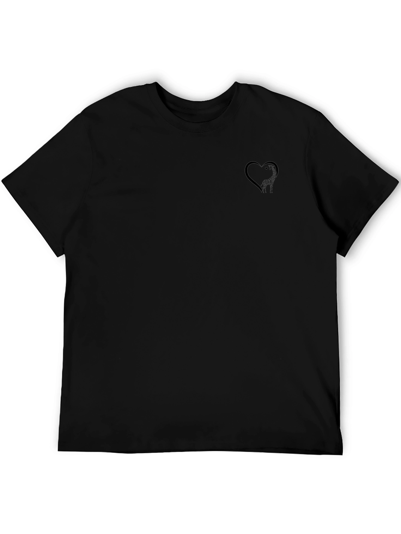 Mens Black T-Shirt with Heart Design