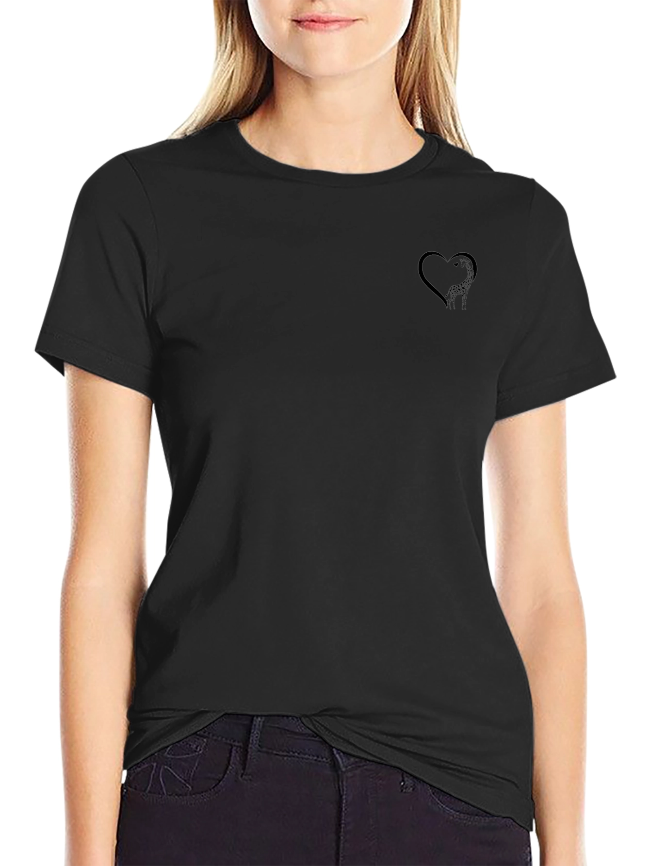 Mens Black T-Shirt with Heart Design