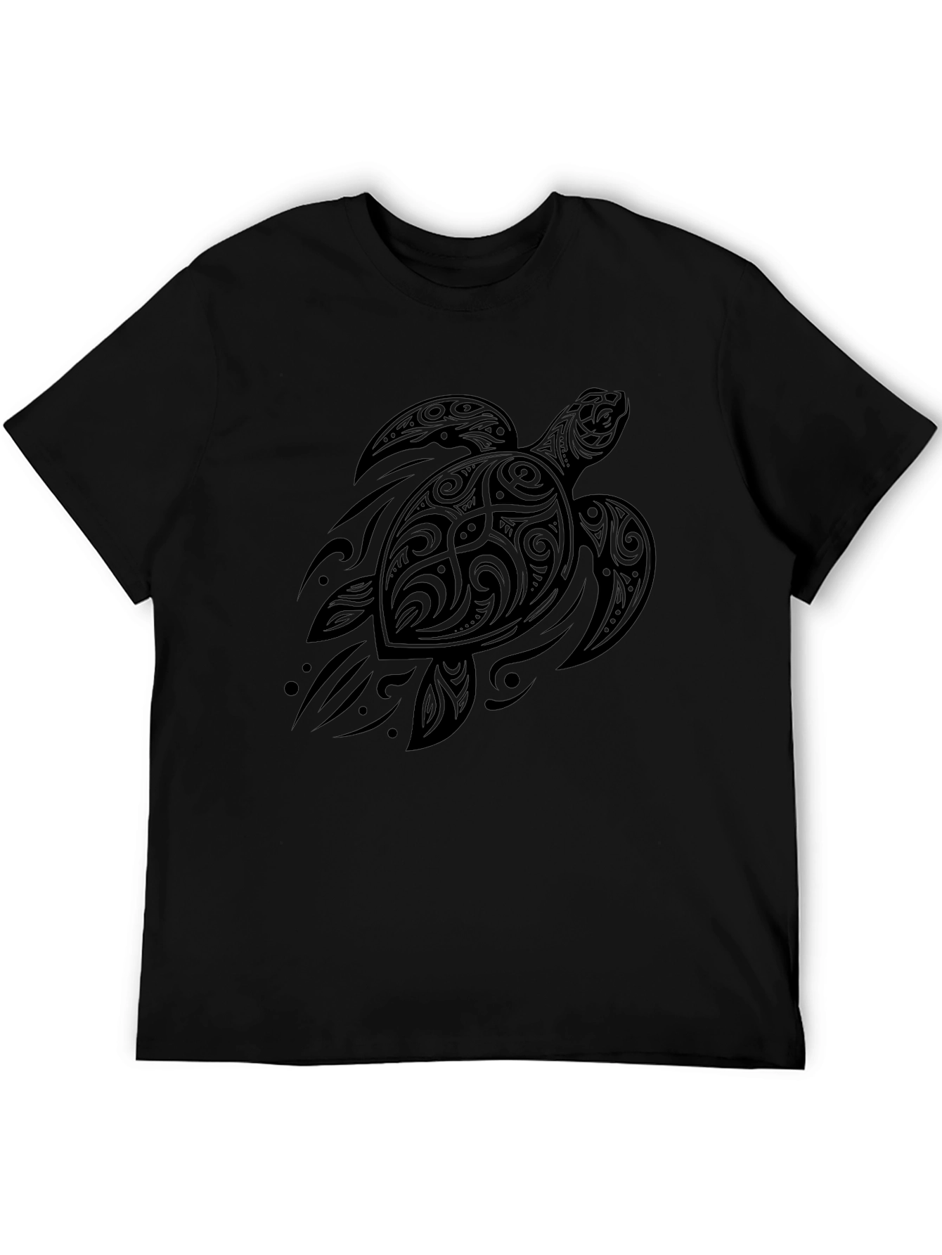 Tribal Turtle Graphic Black T-Shirt