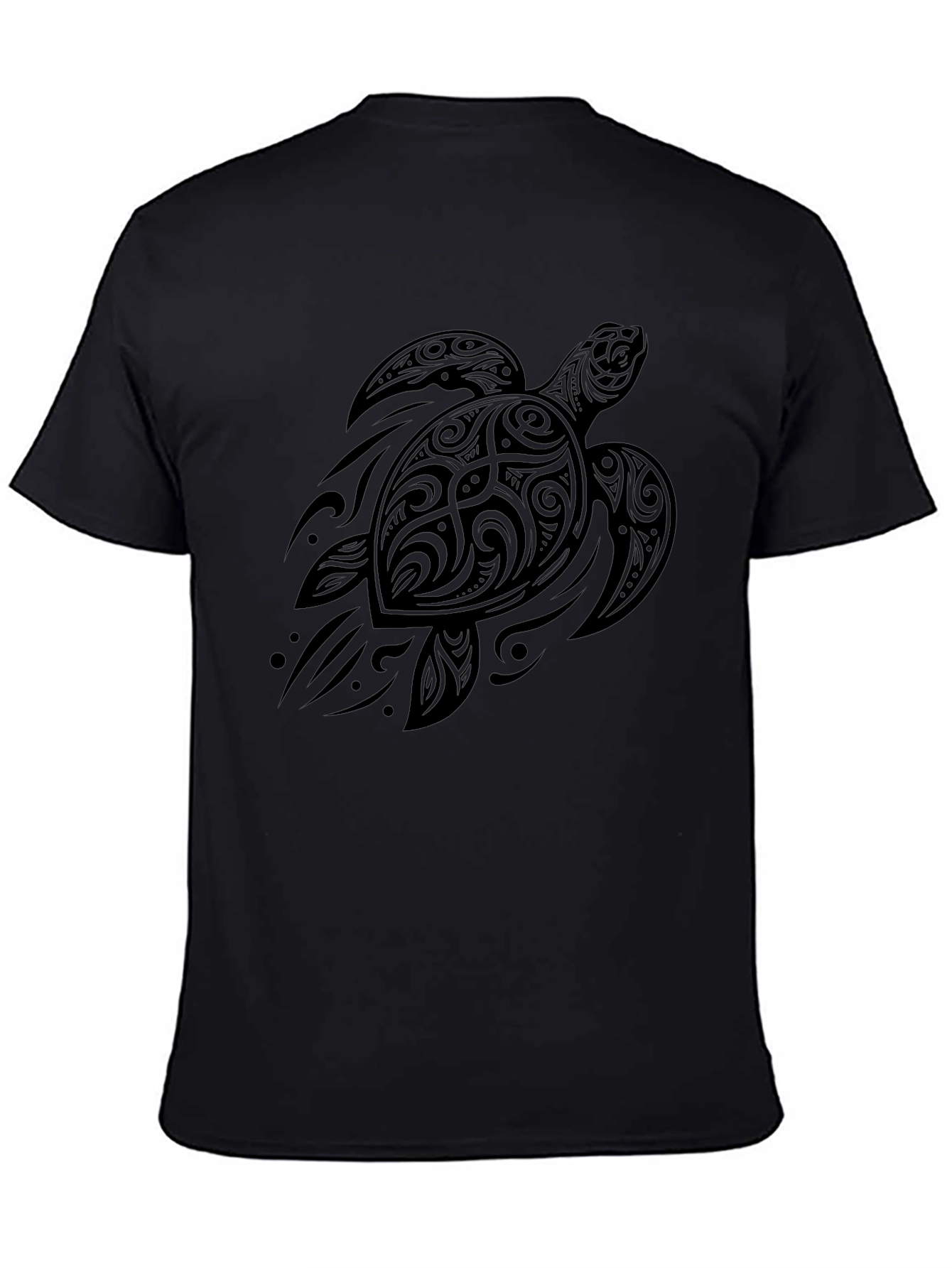 Tribal Turtle Graphic Black T-Shirt
