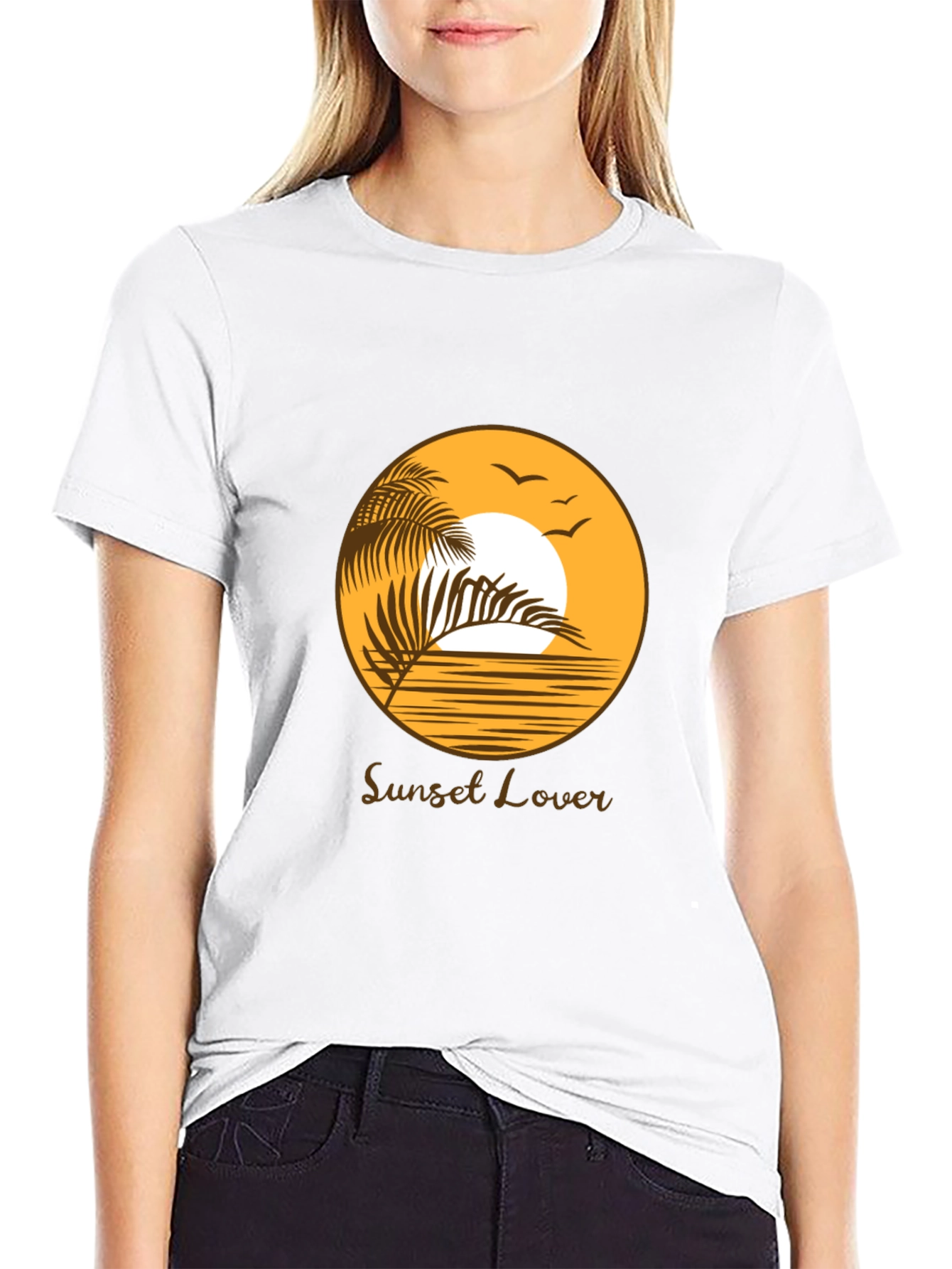 Sunset Lover Graphic Tee - Black Cotton T-Shirt