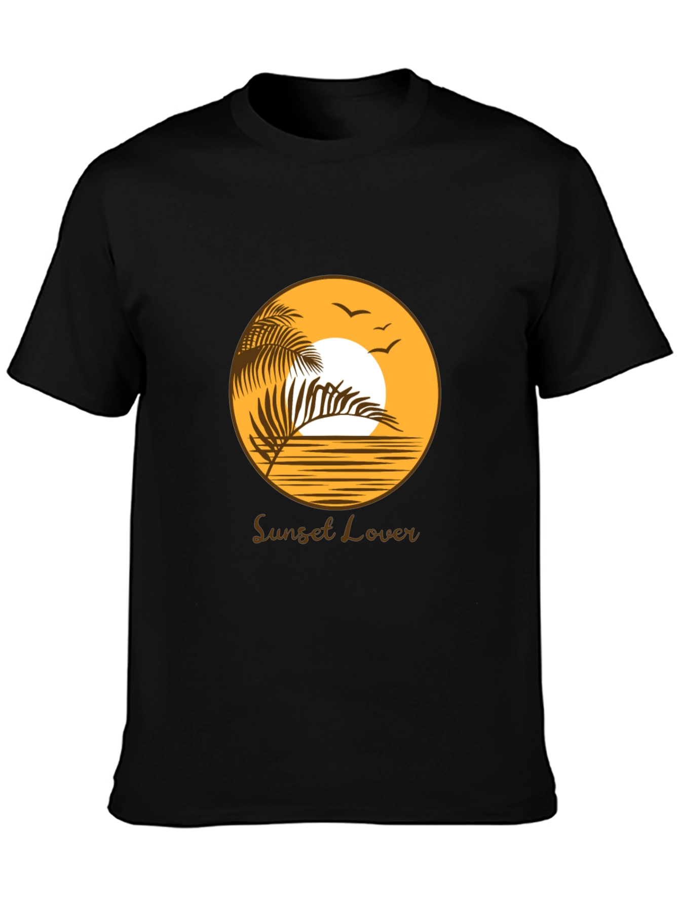 Sunset Lover Graphic Tee - Black Cotton T-Shirt