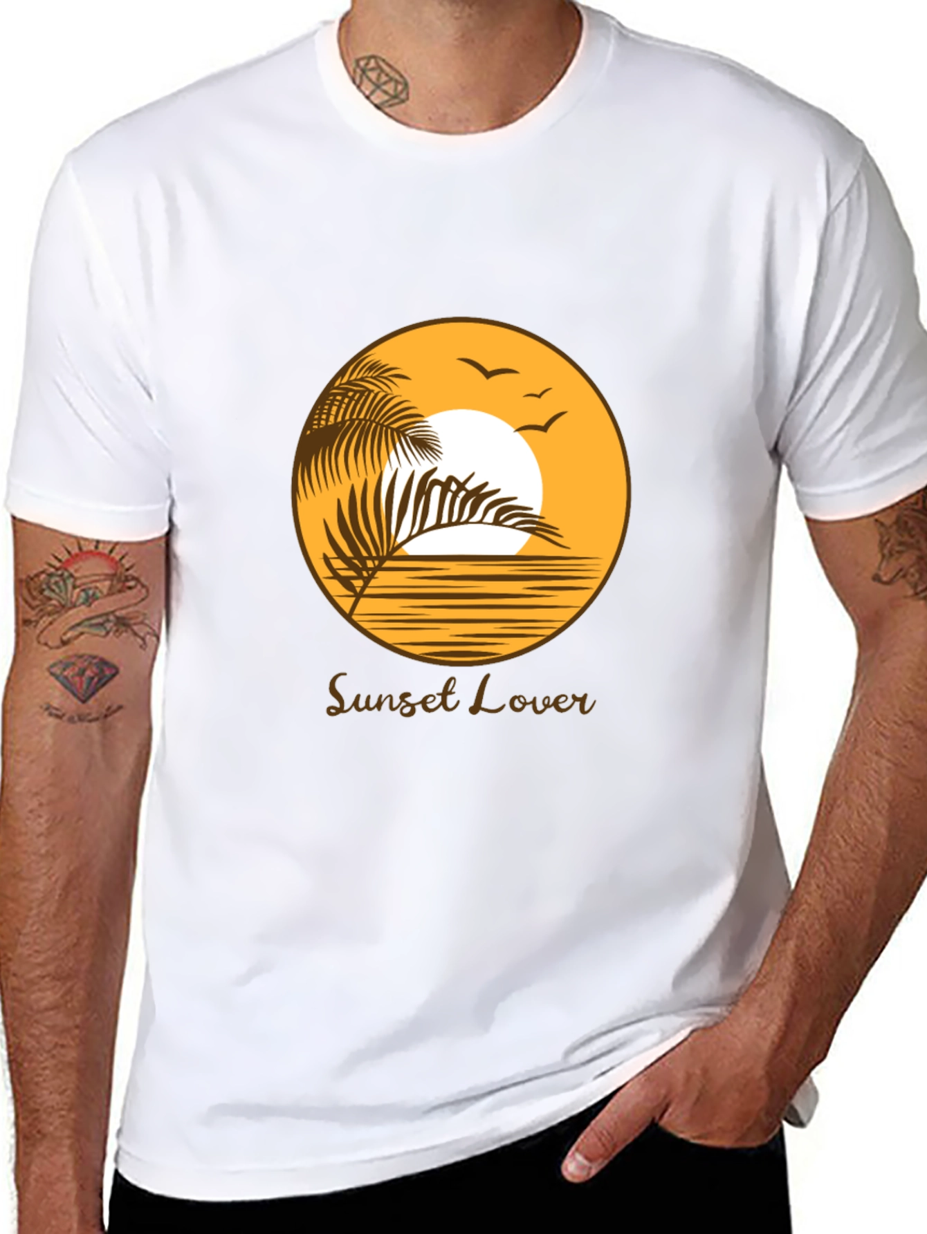 Sunset Lover Graphic Tee - Black Cotton T-Shirt