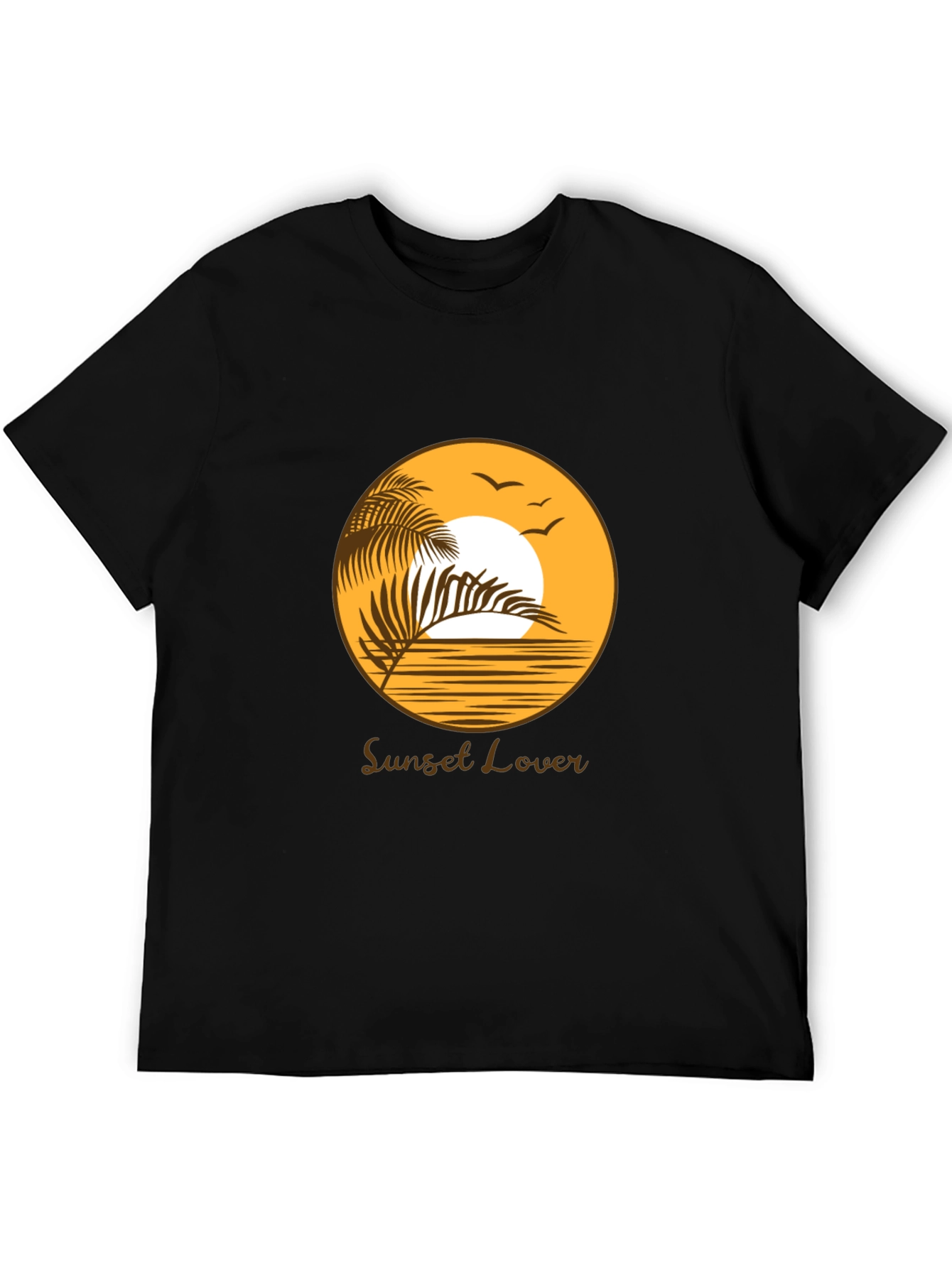 Sunset Lover Graphic Tee - Black Cotton T-Shirt