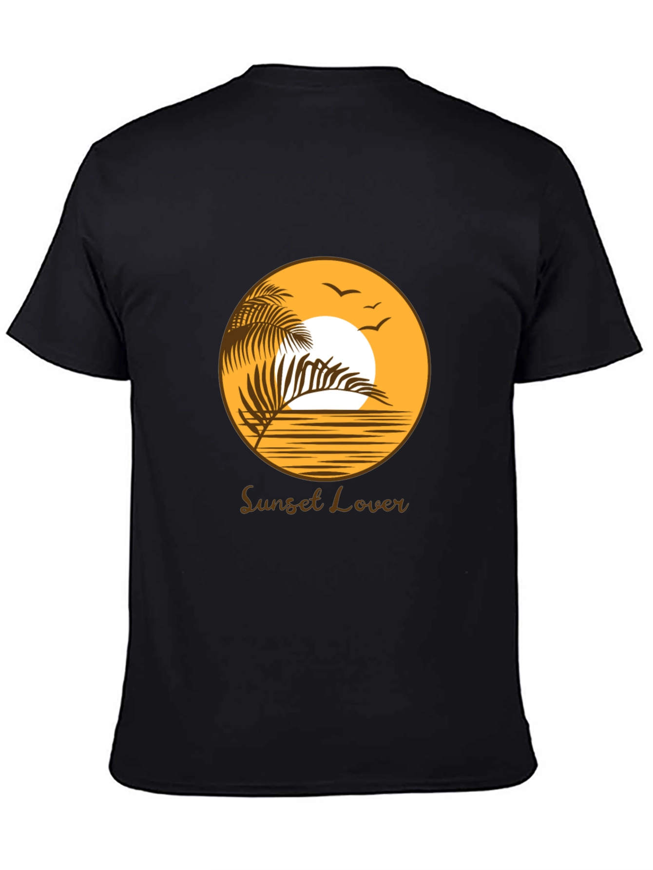 Sunset Lover Graphic Tee - Black Cotton T-Shirt