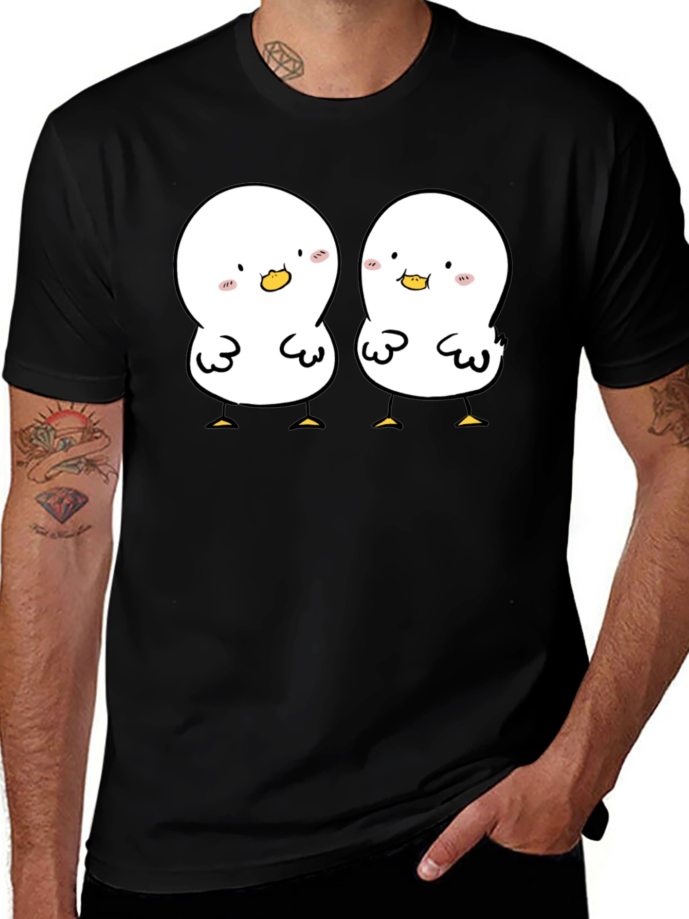 Cute Duckling Graphic Tee - Soft Black Cotton Shirt