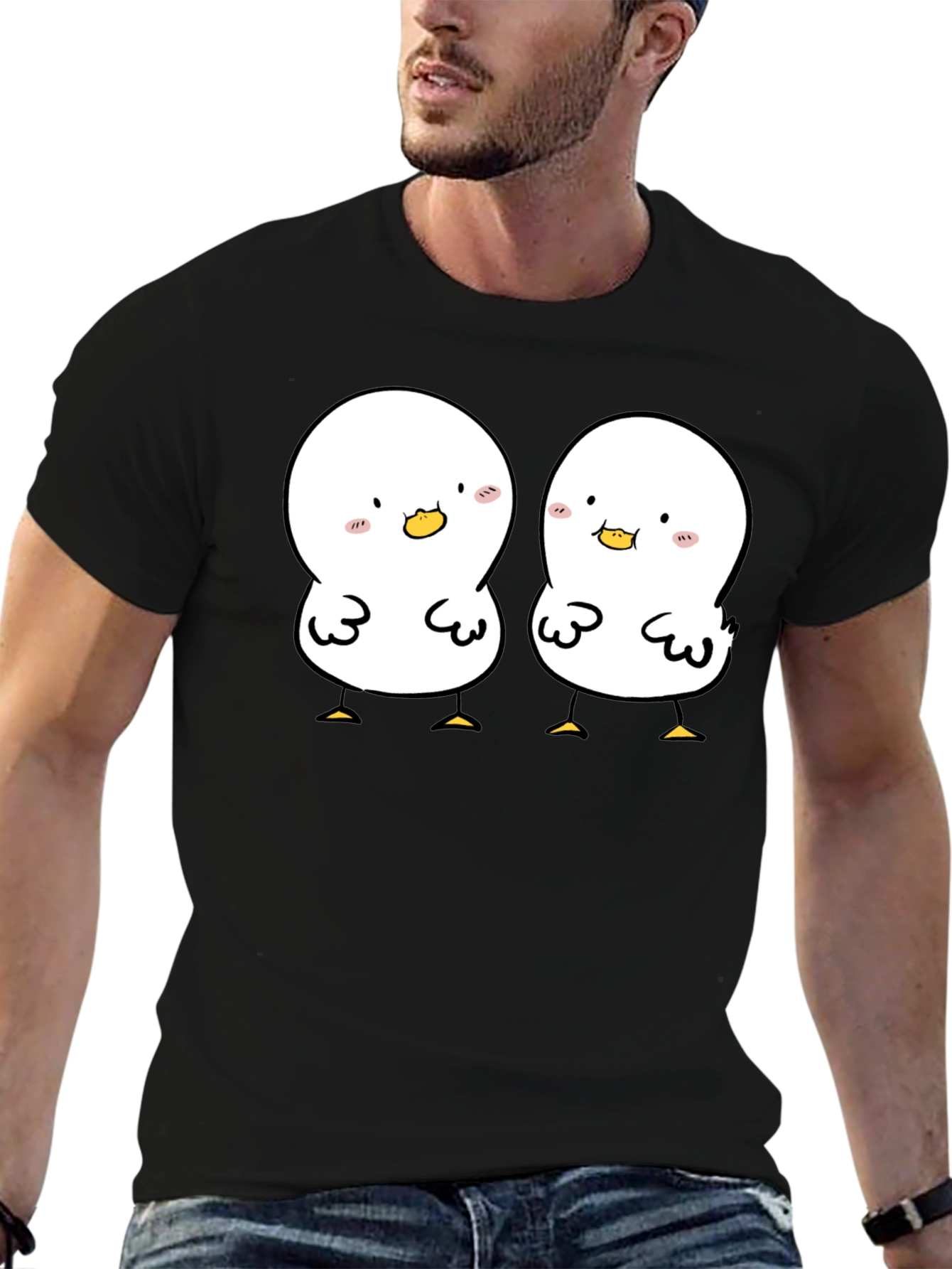Cute Duckling Graphic Tee - Soft Black Cotton Shirt
