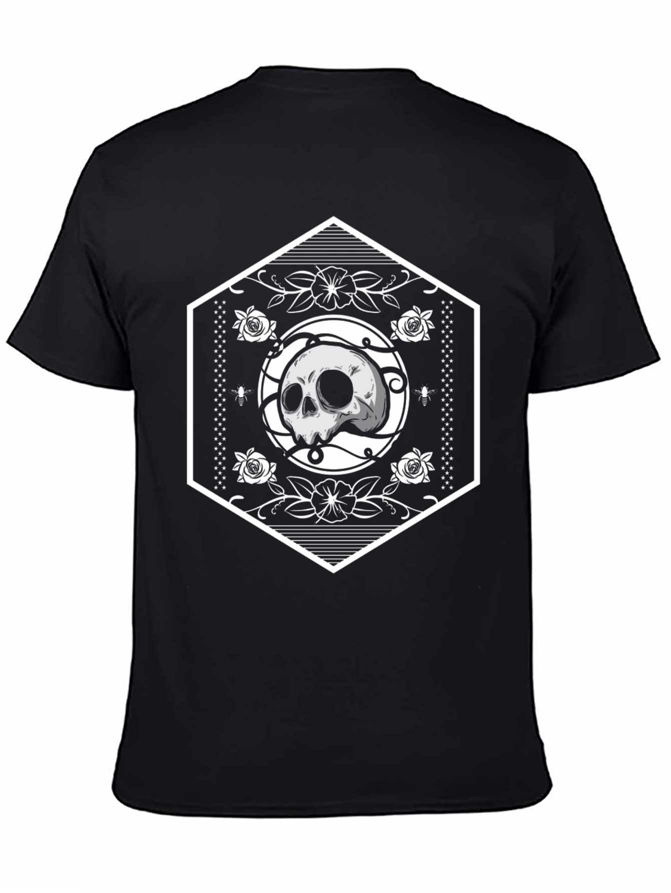 Skull Hexagon Graphic Black T-Shirt