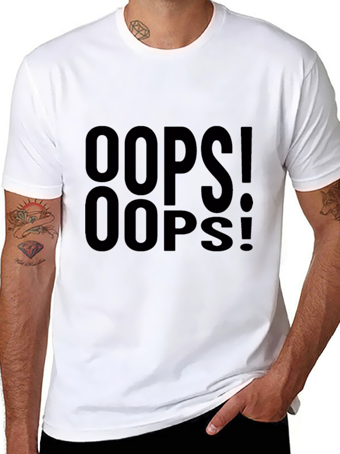 Oops! Graphic Print Black T-Shirt