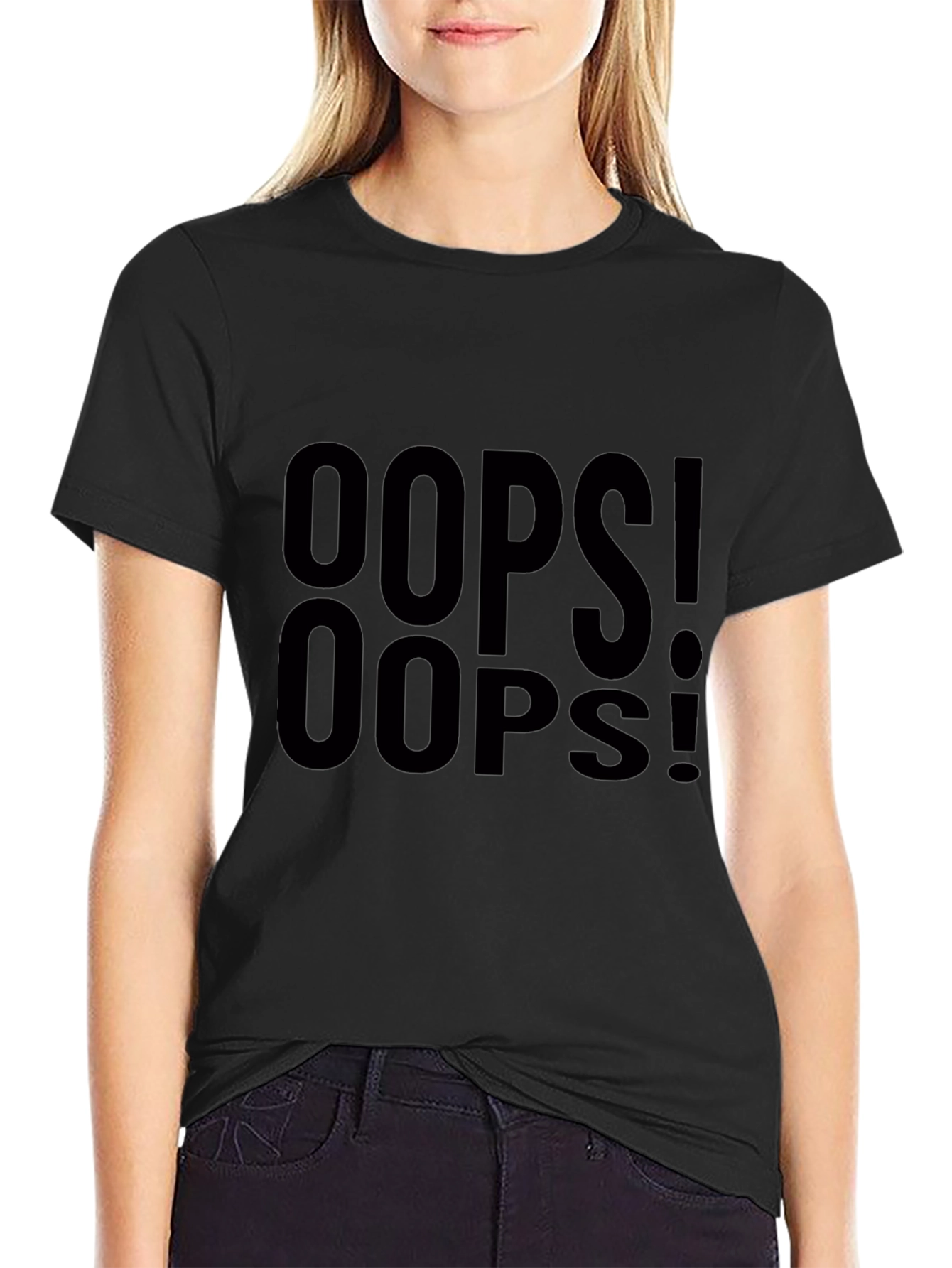 Oops! Graphic Print Black T-Shirt