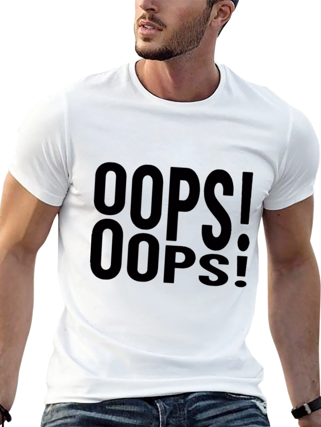 Oops! Graphic Print Black T-Shirt
