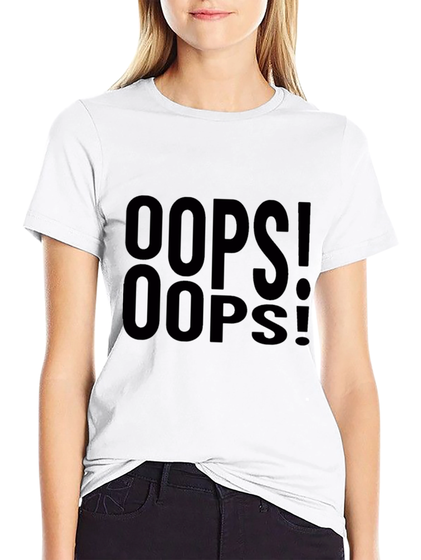 Oops! Graphic Print Black T-Shirt