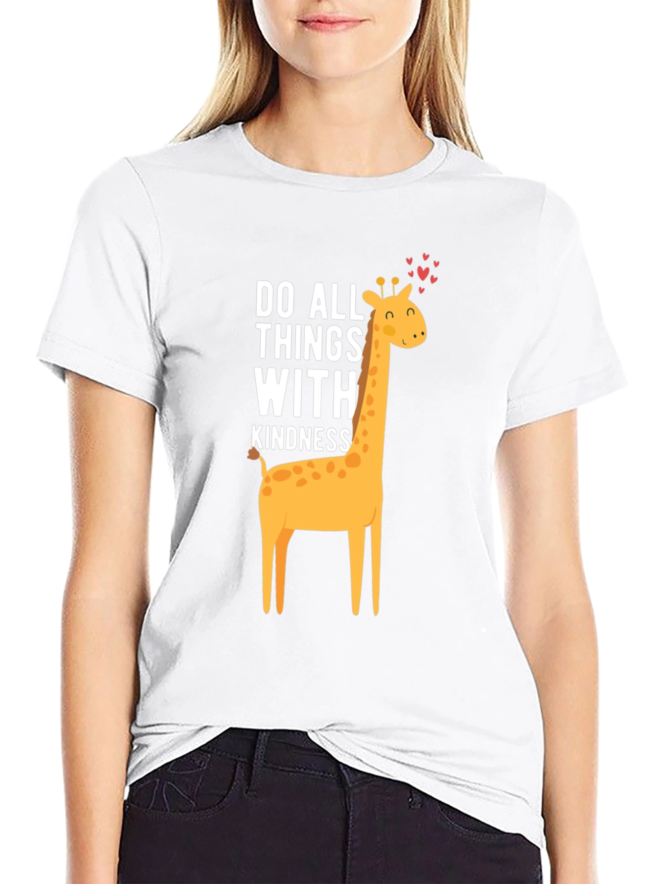 Kindness Giraffe Graphic Tee - Soft Cotton Comfort