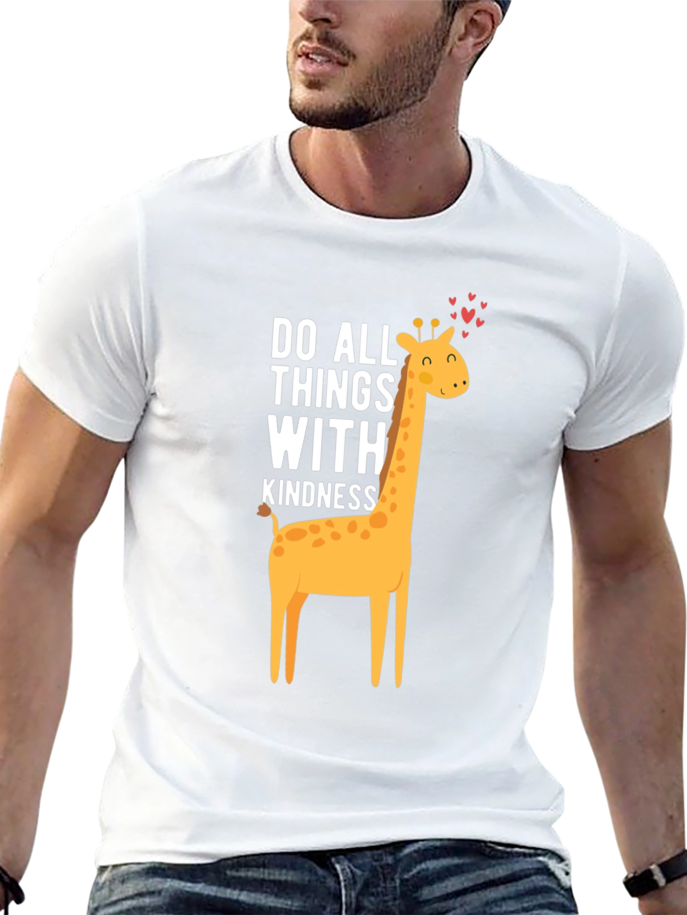 Kindness Giraffe Graphic Tee - Soft Cotton Comfort