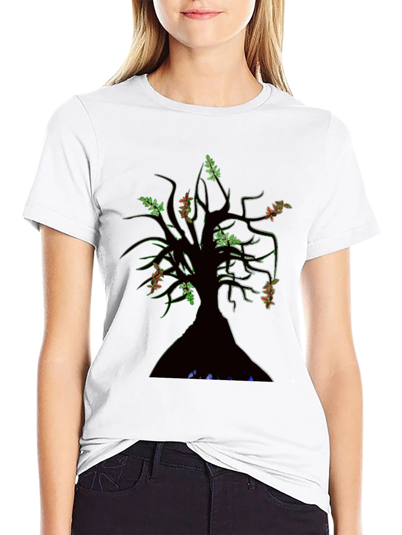 Mens Black Tree Graphic Tee - Nature Inspired Design