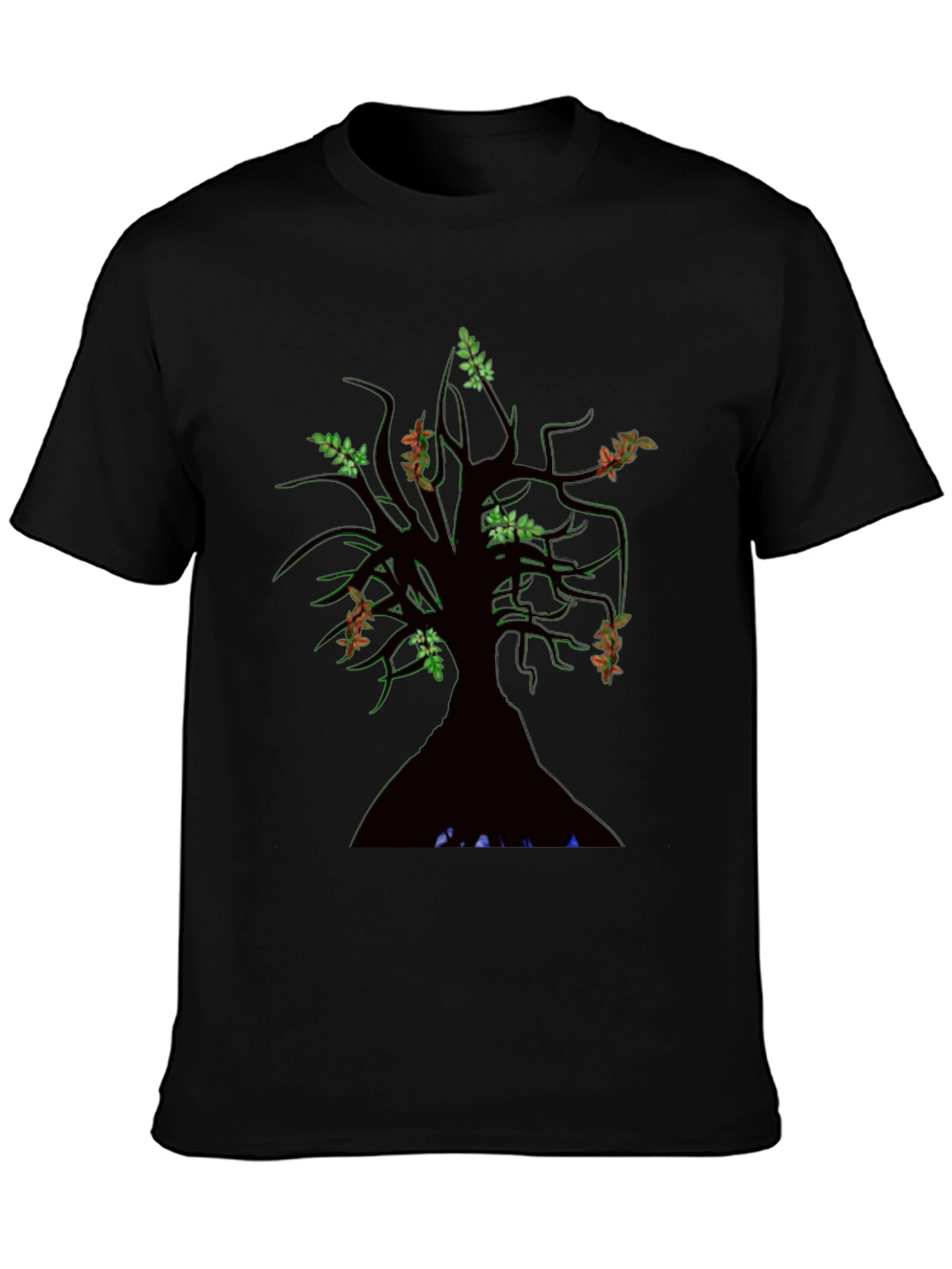 Mens Black Tree Graphic Tee - Nature Inspired Design