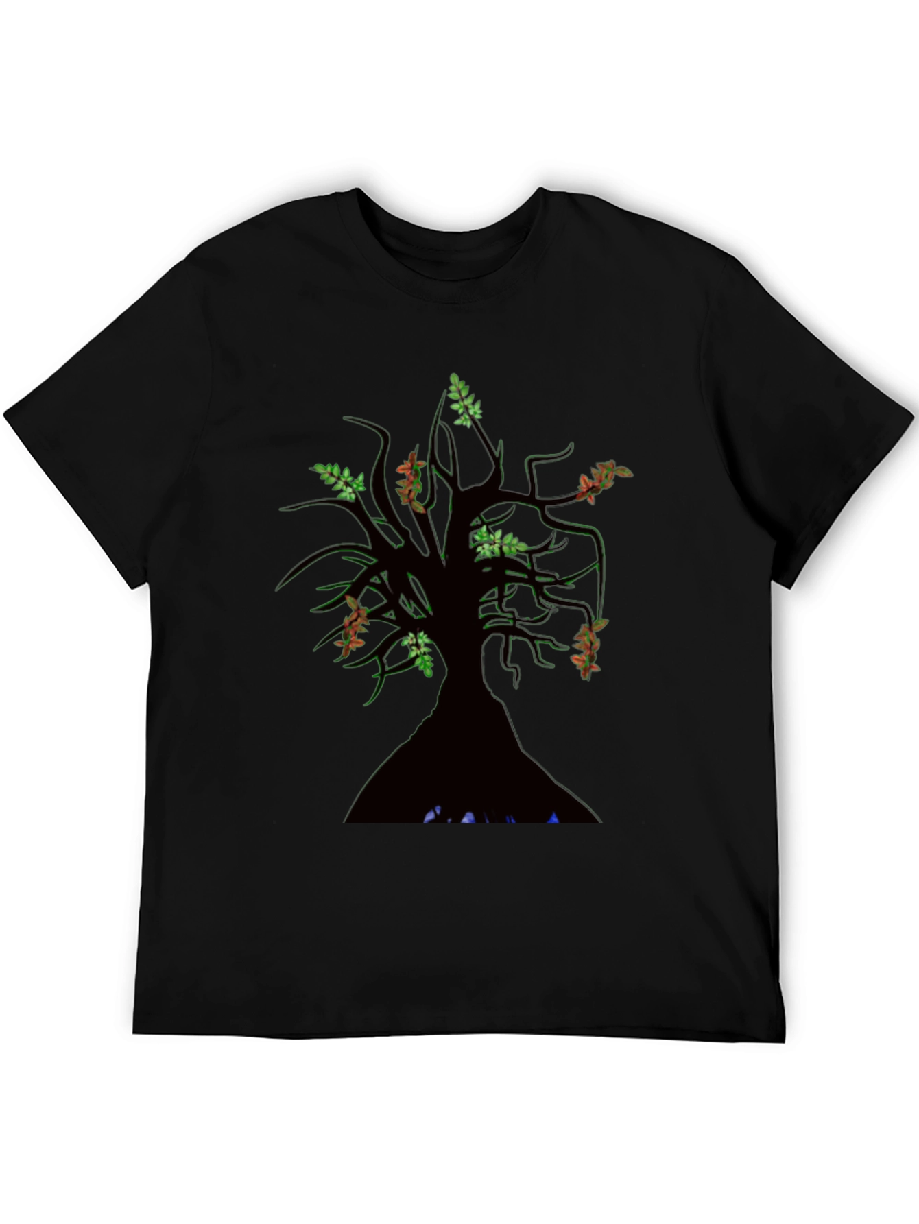 Mens Black Tree Graphic Tee - Nature Inspired Design