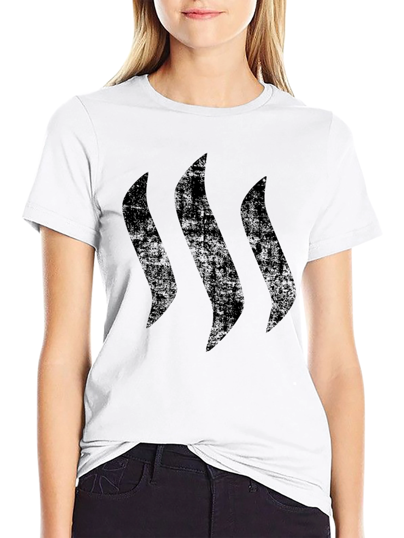 Mens Black Graphic Tee - Three Vertical Lines