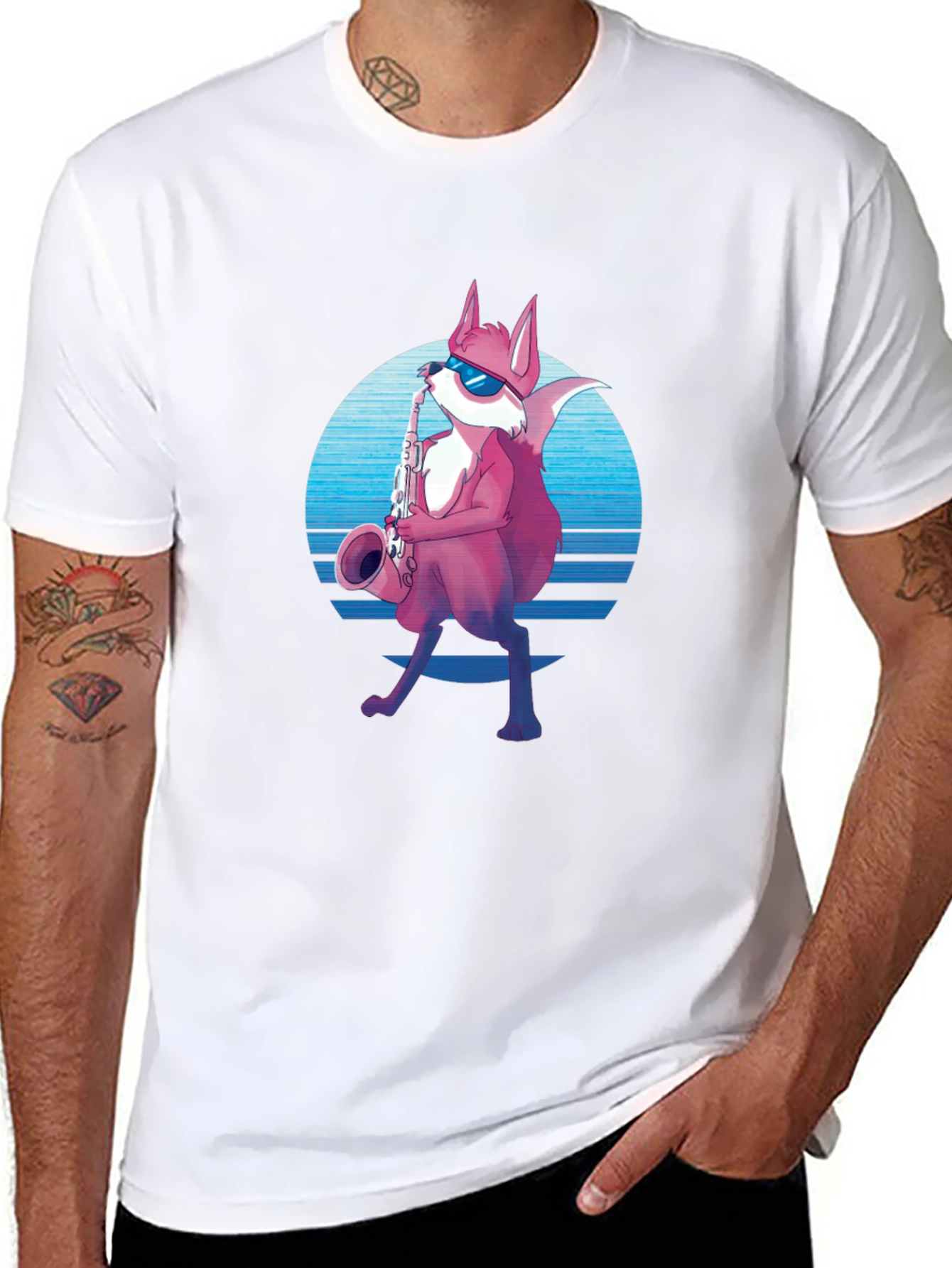 Cool Fox Saxophone T-Shirt - Black