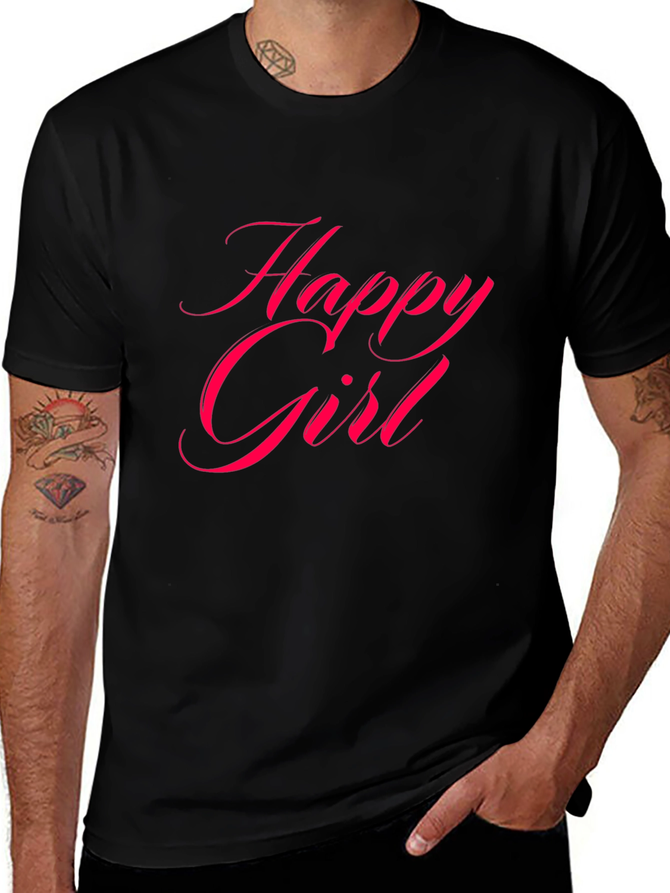 Happy Girl Black T-Shirt