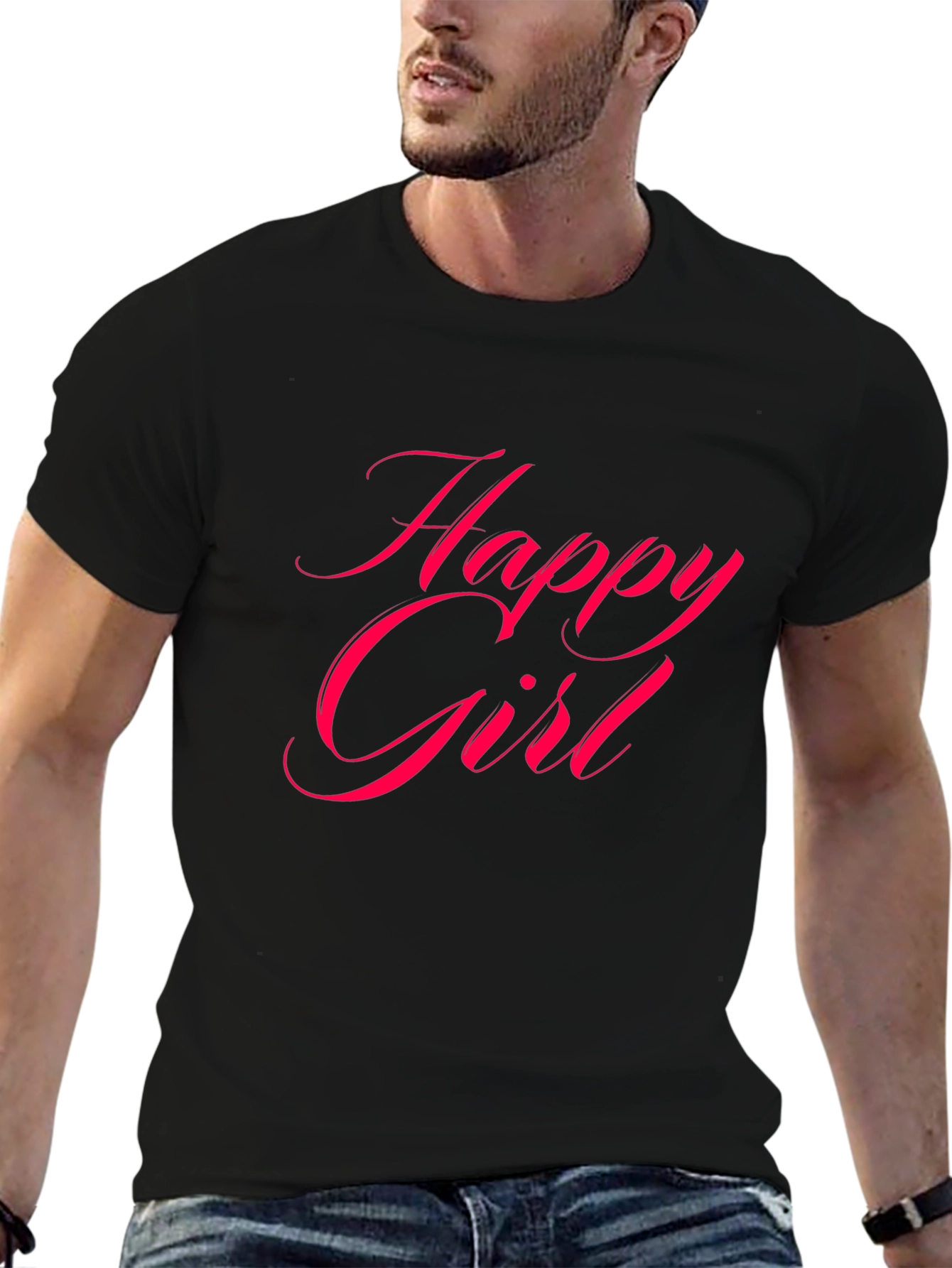 Happy Girl Black T-Shirt