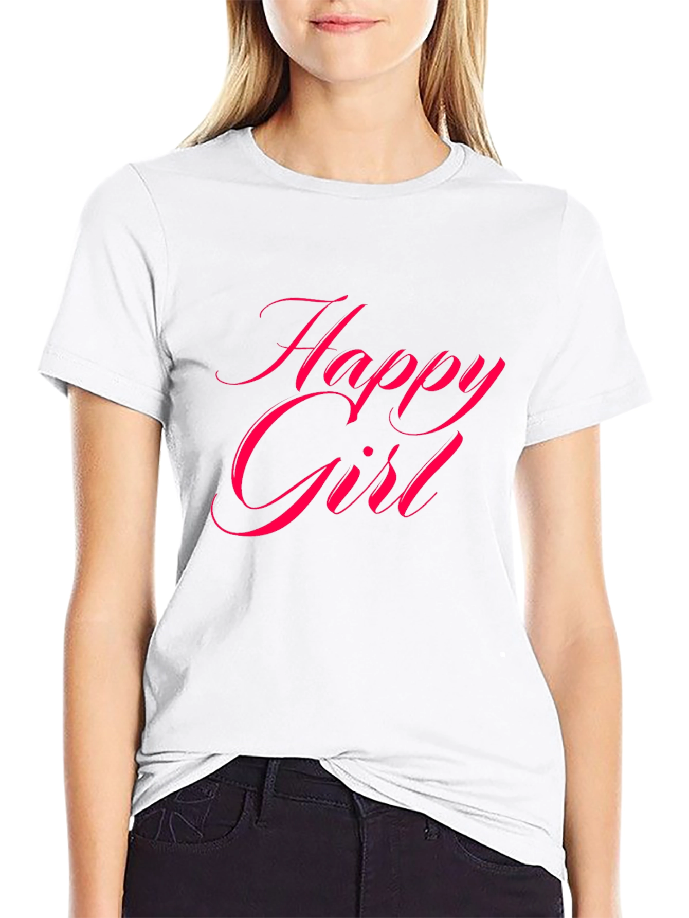 Happy Girl Black T-Shirt