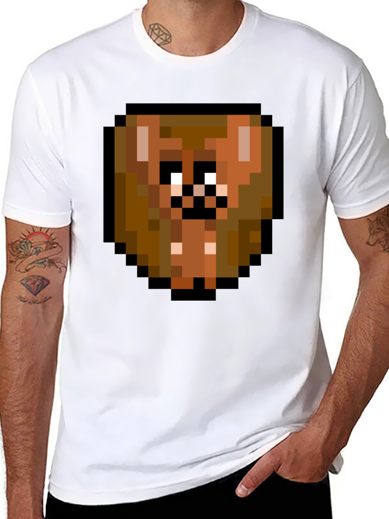 Pixelated Brown Bear T-Shirt - Funky Graphic Tee