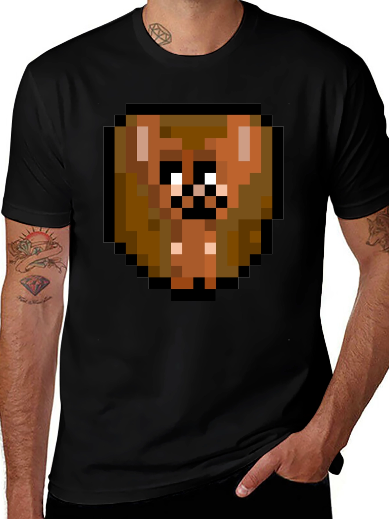 Pixelated Brown Bear T-Shirt - Funky Graphic Tee